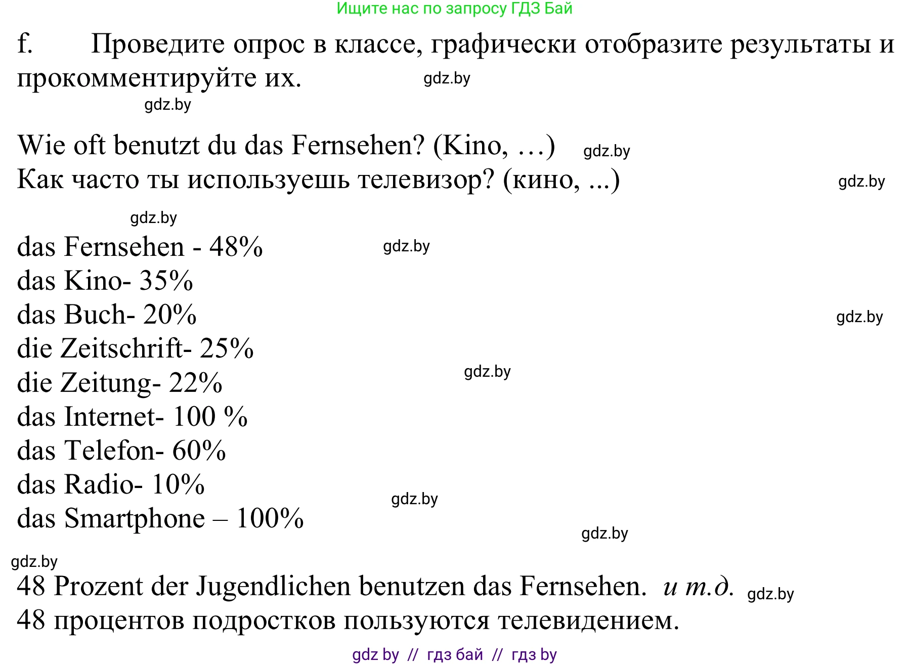 Немецкий язык (Deutsch), 9 класс Учебник (Schülerbuch), авторы: Будько Антонина Филипповна (Budjko Antonina), Урбанович Инна Ювинальевна (Urbanowitsch Ina), издательство Вышэйшая школа, Минск, 2018, серого цвета, страница 175, номер 3f, Решение