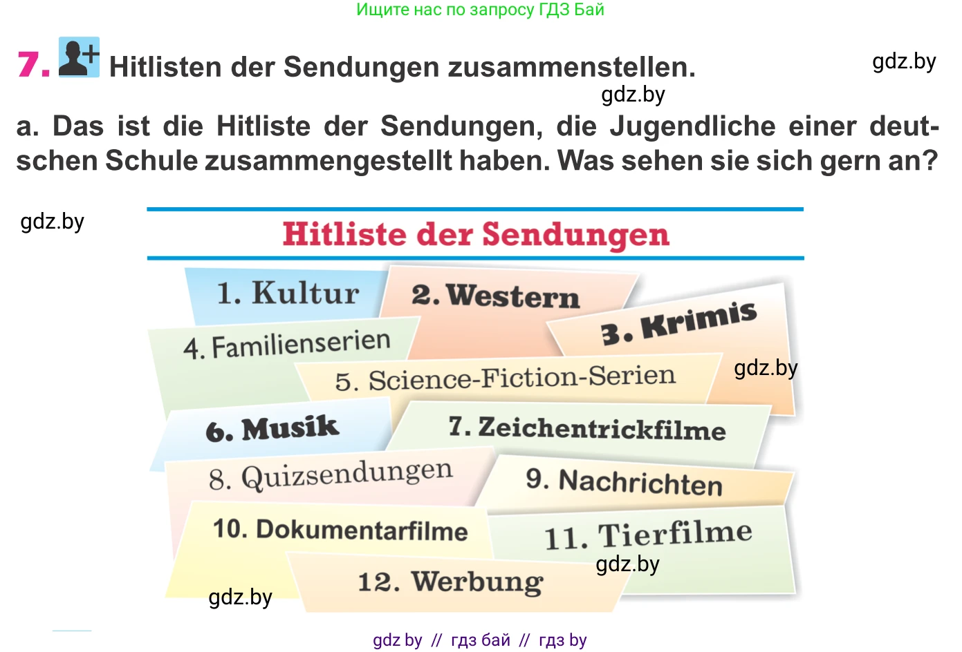 Немецкий язык (Deutsch), 10 класс Учебник (Schülerbuch), авторы: Будько Антонина Филипповна (Budjko Antonina), Урбанович Инна Ювинальевна (Urbanowitsch Ina), издательство Вышэйшая школа, Минск, 2018, оранжевого цвета, страница 124, номер 7a, Условие