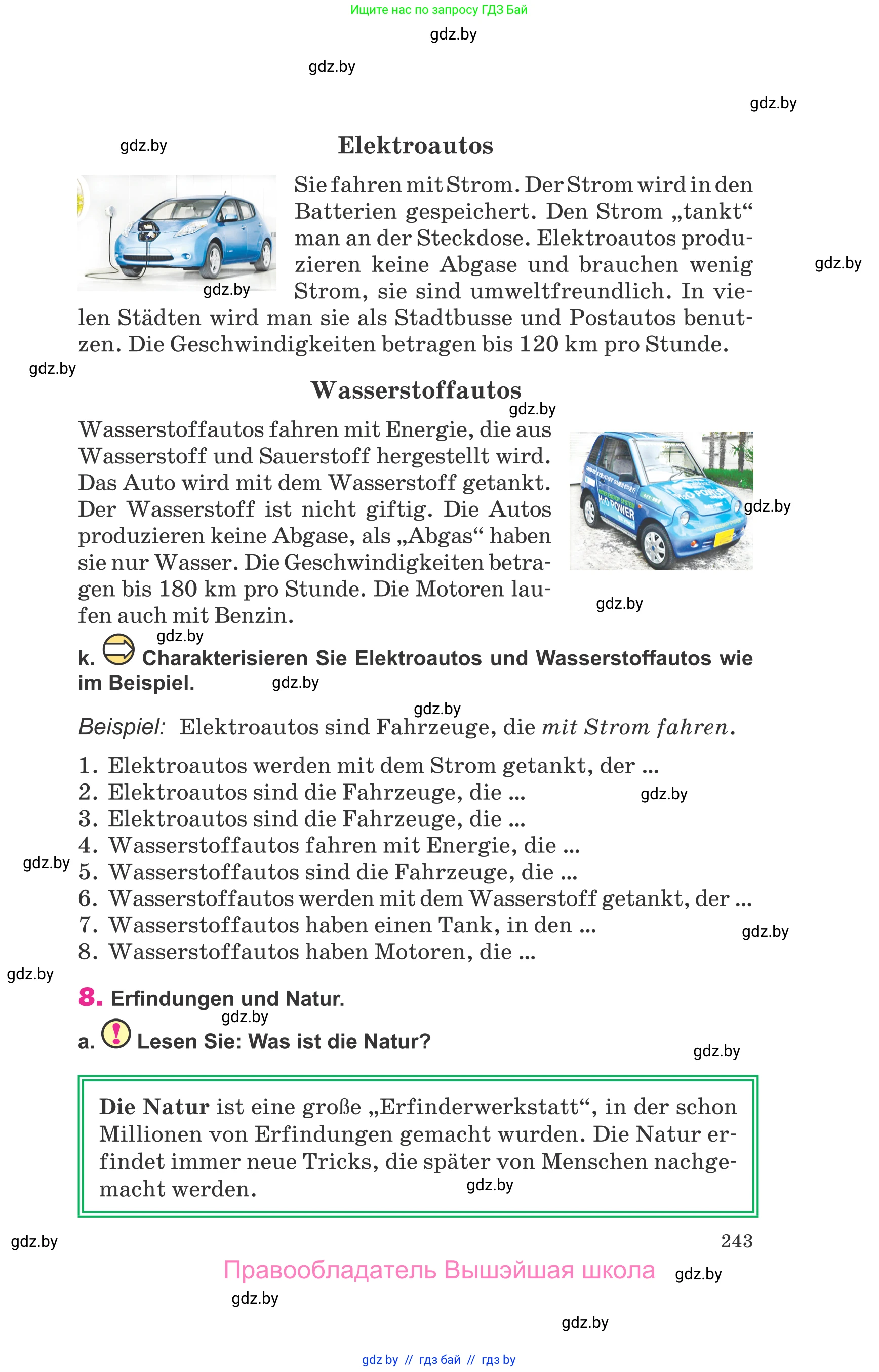 Немецкий язык (Deutsch), 10 класс Учебник (Schülerbuch), авторы: Будько Антонина Филипповна (Budjko Antonina), Урбанович Инна Ювинальевна (Urbanowitsch Ina), издательство Вышэйшая школа, Минск, 2018, оранжевого цвета, страница 243