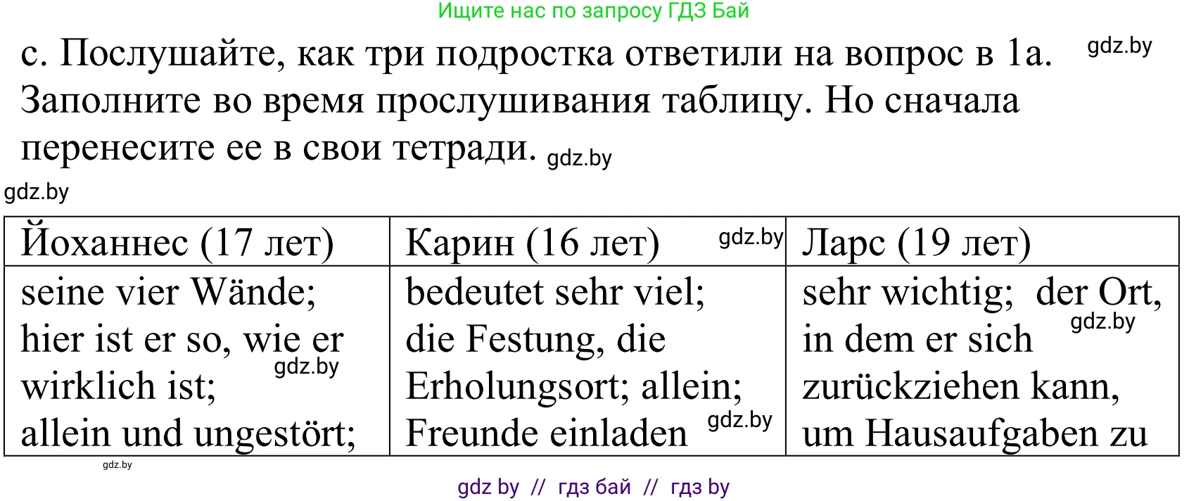 Немецкий язык (Deutsch), 10 класс Учебник (Schülerbuch), авторы: Будько Антонина Филипповна (Budjko Antonina), Урбанович Инна Ювинальевна (Urbanowitsch Ina), издательство Вышэйшая школа, Минск, 2018, оранжевого цвета, страница 26, номер 1c, Решение