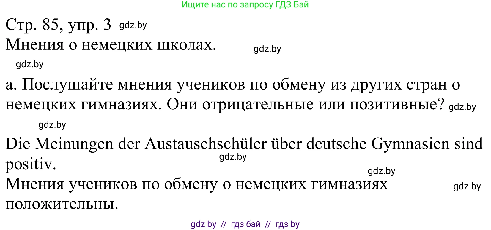 Немецкий язык (Deutsch), 10 класс Учебник (Schülerbuch), авторы: Будько Антонина Филипповна (Budjko Antonina), Урбанович Инна Ювинальевна (Urbanowitsch Ina), издательство Вышэйшая школа, Минск, 2018, оранжевого цвета, страница 85, номер 3a, Решение