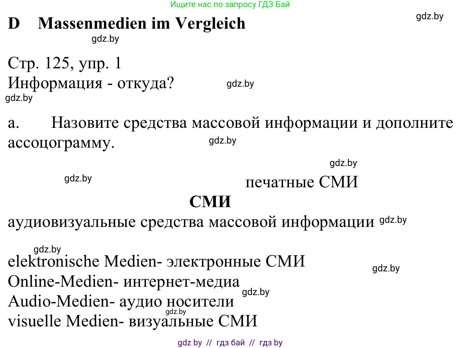 Немецкий язык (Deutsch), 10 класс Учебник (Schülerbuch), авторы: Будько Антонина Филипповна (Budjko Antonina), Урбанович Инна Ювинальевна (Urbanowitsch Ina), издательство Вышэйшая школа, Минск, 2018, оранжевого цвета, страница 125, номер 1a, Решение