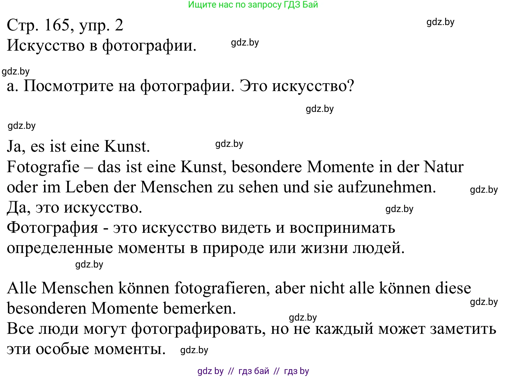 Немецкий язык (Deutsch), 10 класс Учебник (Schülerbuch), авторы: Будько Антонина Филипповна (Budjko Antonina), Урбанович Инна Ювинальевна (Urbanowitsch Ina), издательство Вышэйшая школа, Минск, 2018, оранжевого цвета, страница 165, номер 2a, Решение