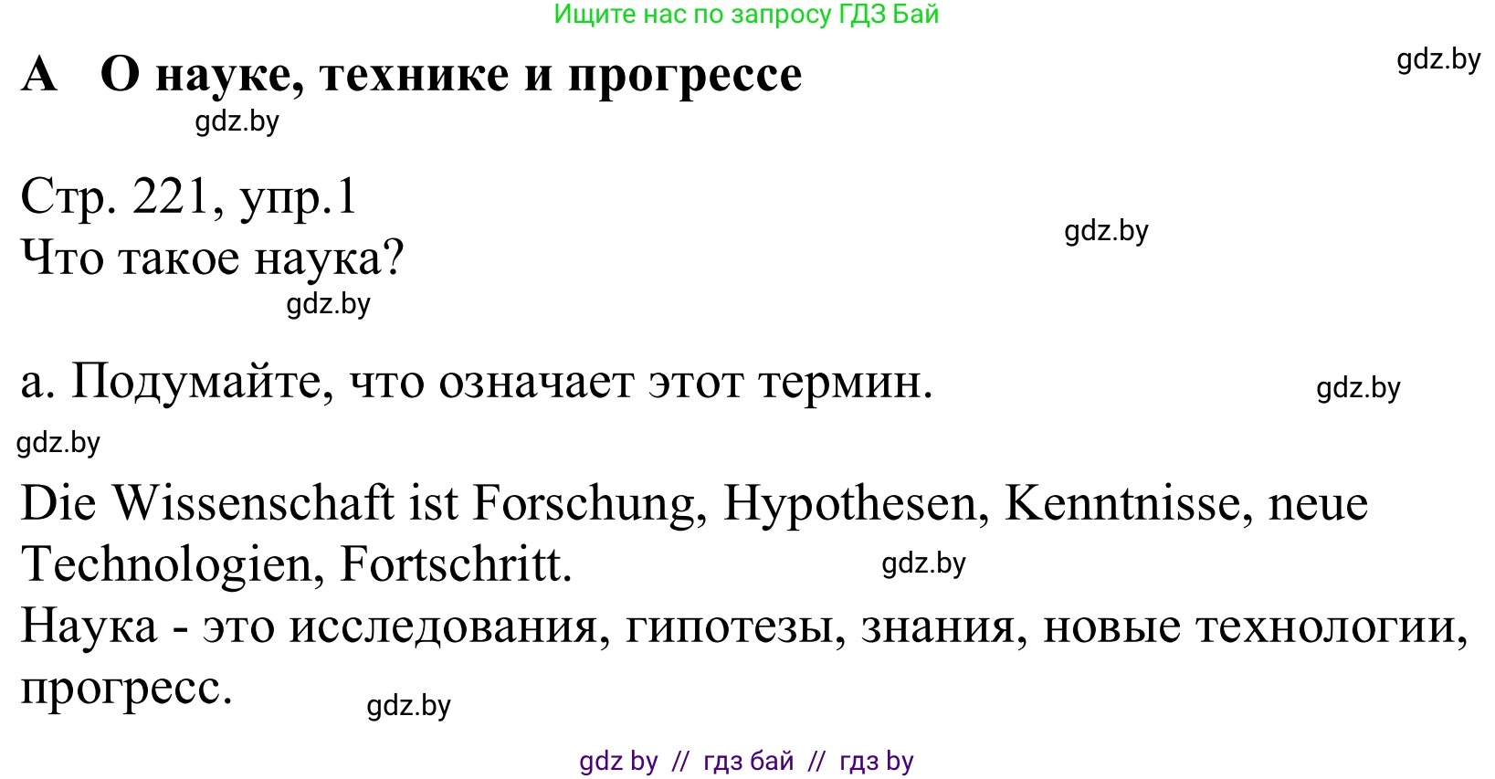 Немецкий язык (Deutsch), 10 класс Учебник (Schülerbuch), авторы: Будько Антонина Филипповна (Budjko Antonina), Урбанович Инна Ювинальевна (Urbanowitsch Ina), издательство Вышэйшая школа, Минск, 2018, оранжевого цвета, страница 221, номер 1a, Решение