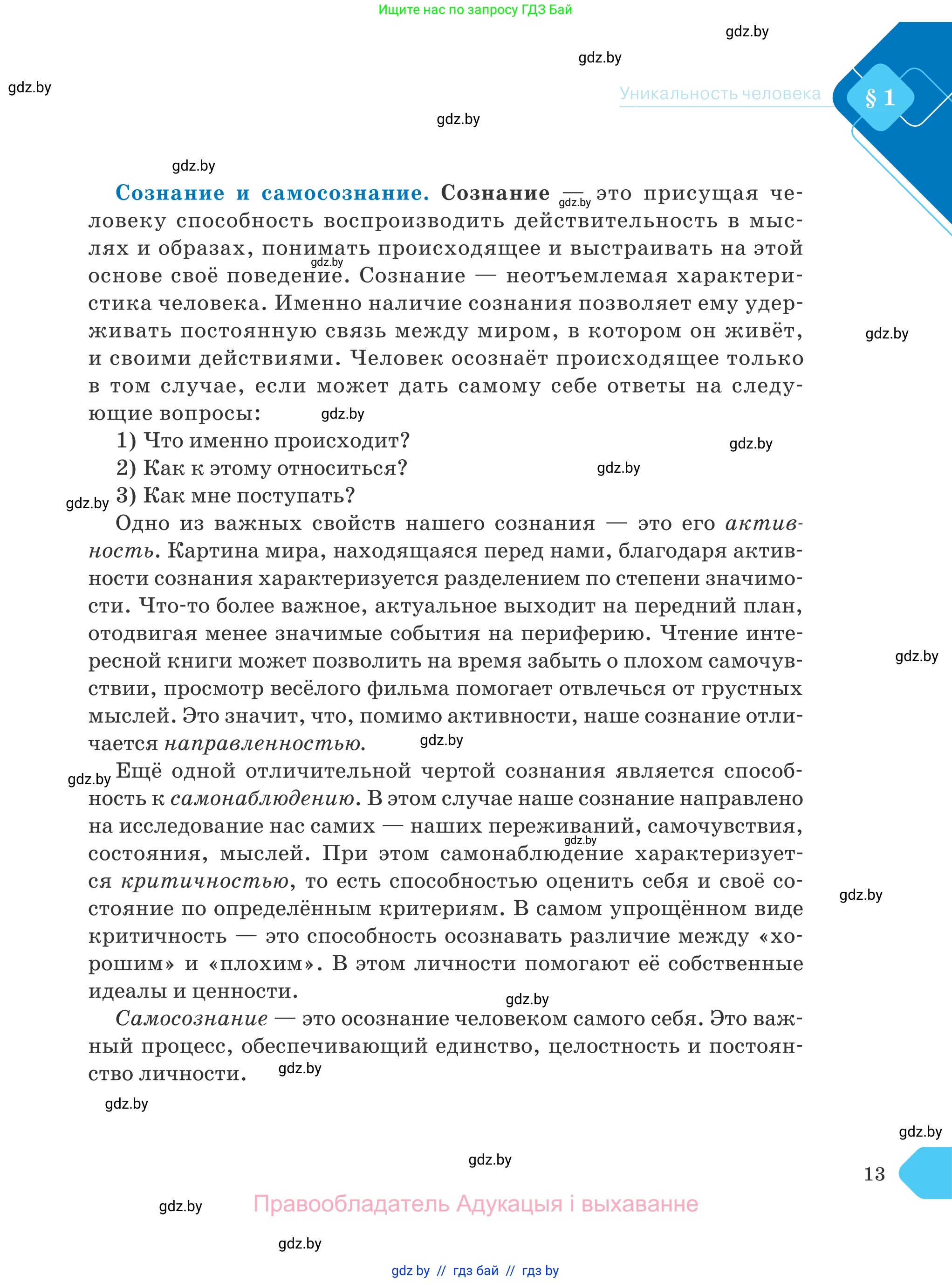Обществоведение, 9 класс Учебник, авторы: Данилов Александр Николаевич, Полейко Елена Александровна, Кушнер Надежда Васильевна, Бернат Ирина Петровна, Белов А А, Кизима С А, Клецкова И М, Легчилин А А, Солодухо А С, Рубанов А В, издательство Адукацыя i выхаванне, Минск, 2019, жёлтого цвета, страница 13