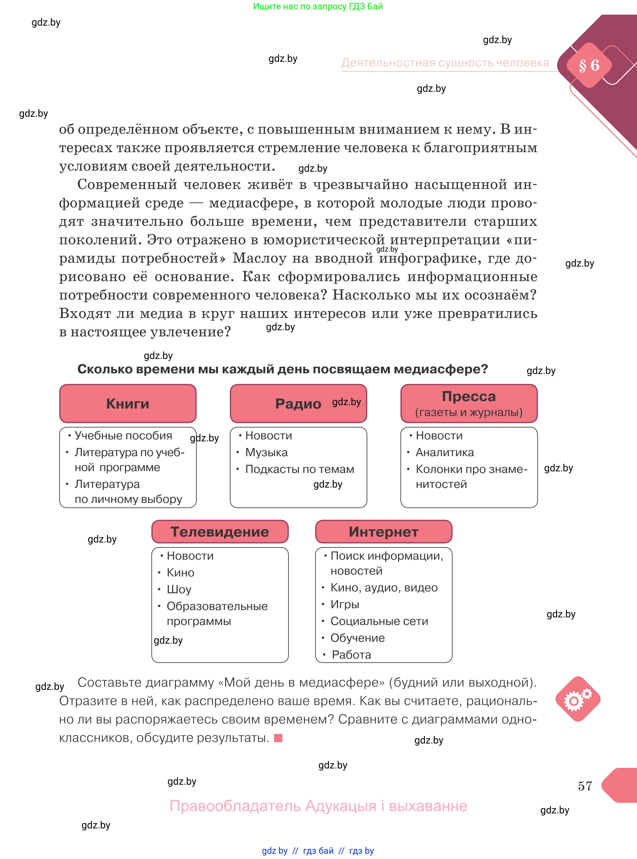 Обществоведение, 9 класс Учебник, авторы: Данилов Александр Николаевич, Полейко Елена Александровна, Кушнер Надежда Васильевна, Бернат Ирина Петровна, Белов А А, Кизима С А, Клецкова И М, Легчилин А А, Солодухо А С, Рубанов А В, издательство Адукацыя i выхаванне, Минск, 2019, жёлтого цвета, страница 57