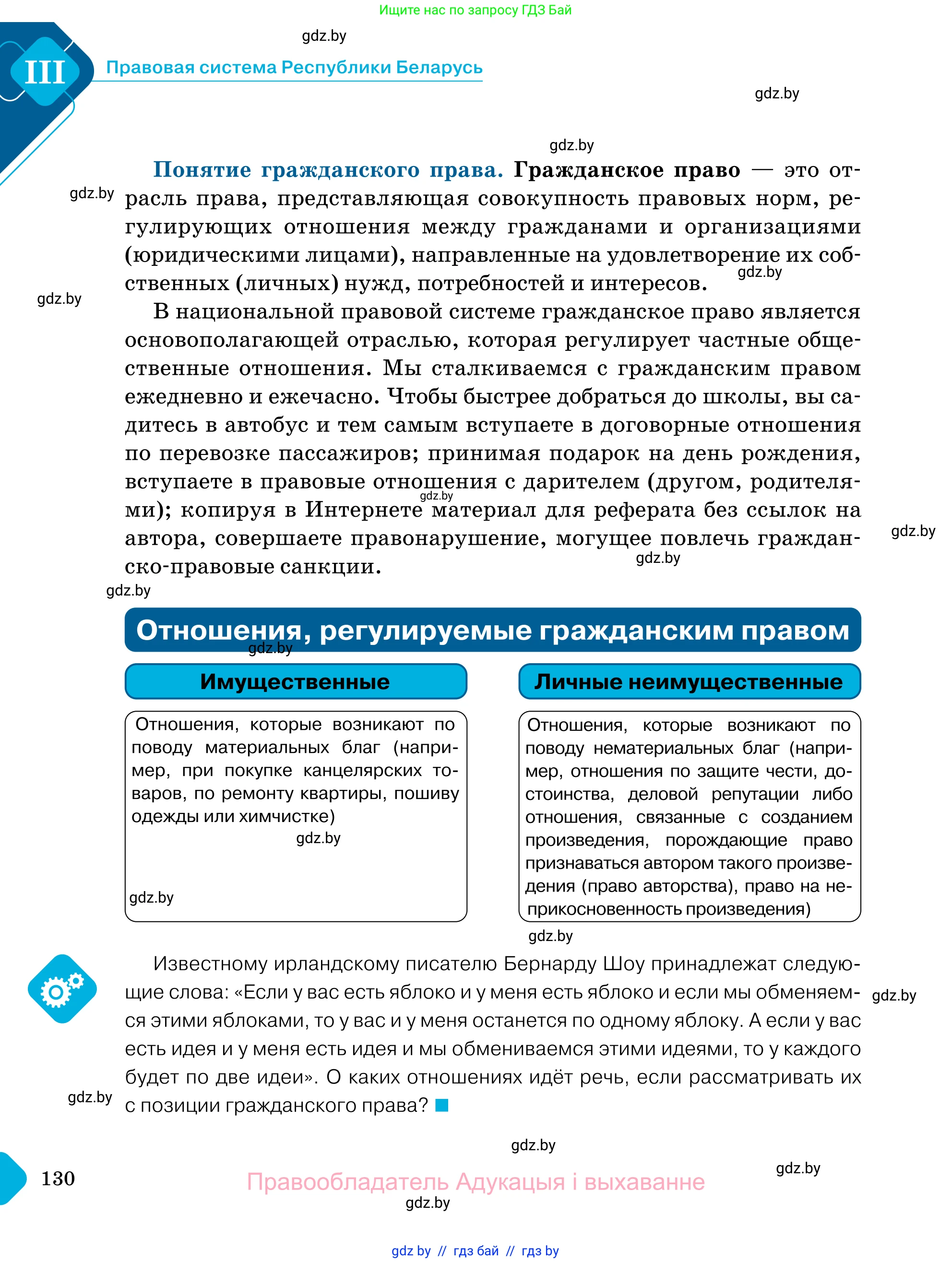 Обществоведение, 11 класс Учебник, авторы: Чуприс Ольга Ивановна, Балашенко Сергей Александрович, Денисюк Нина Павловна, Калинин С А, Киселёва Т М, Короткевич М П, Михалёва Т Н, Петоченко Т М, Побережная О Е, Подкопаев В В, Салей Е А, Шидловский А В, издательство Адукацыя i выхаванне, Минск, 2021, салатового цвета, страница 130