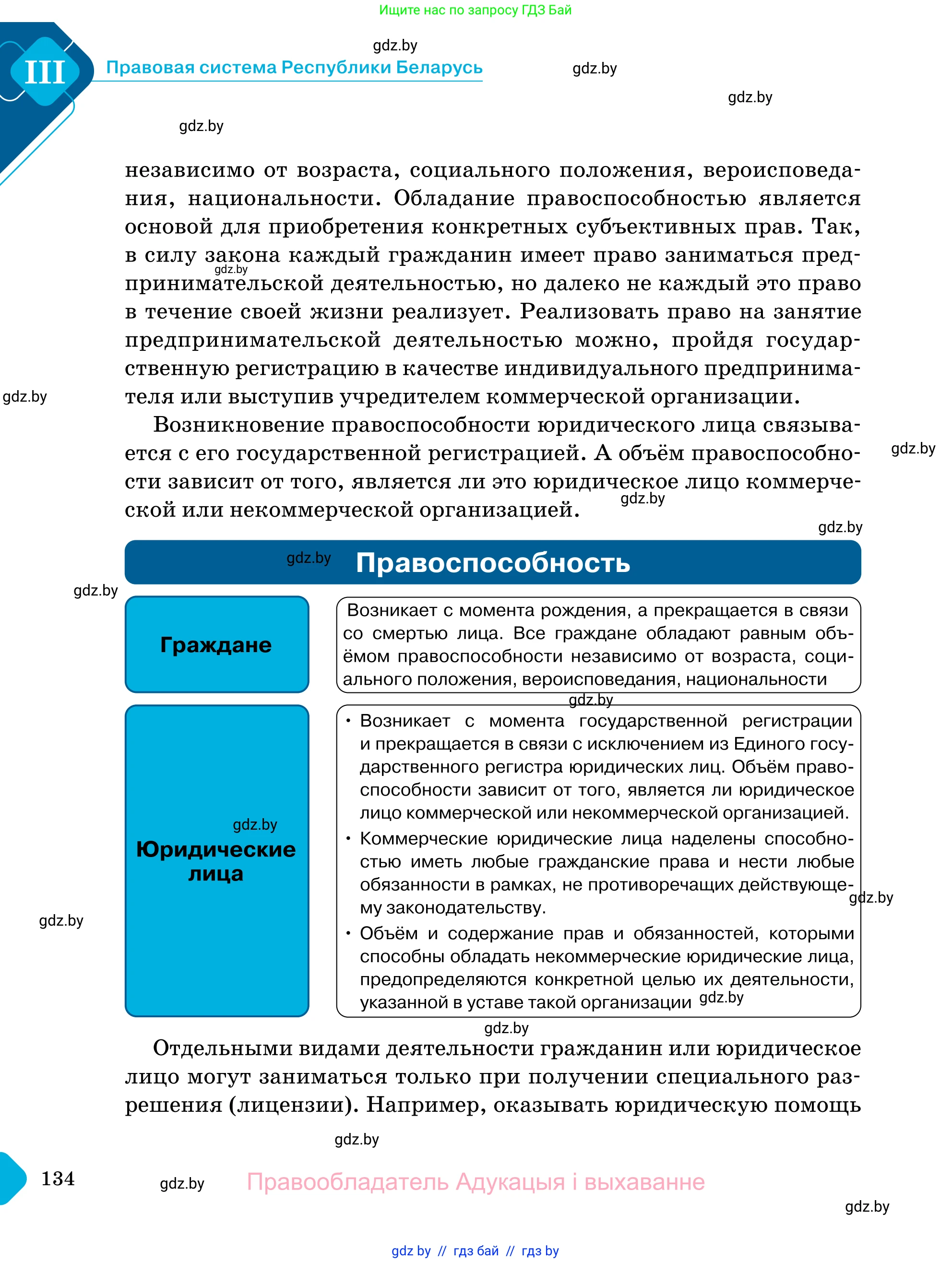 Обществоведение, 11 класс Учебник, авторы: Чуприс Ольга Ивановна, Балашенко Сергей Александрович, Денисюк Нина Павловна, Калинин С А, Киселёва Т М, Короткевич М П, Михалёва Т Н, Петоченко Т М, Побережная О Е, Подкопаев В В, Салей Е А, Шидловский А В, издательство Адукацыя i выхаванне, Минск, 2021, салатового цвета, страница 134