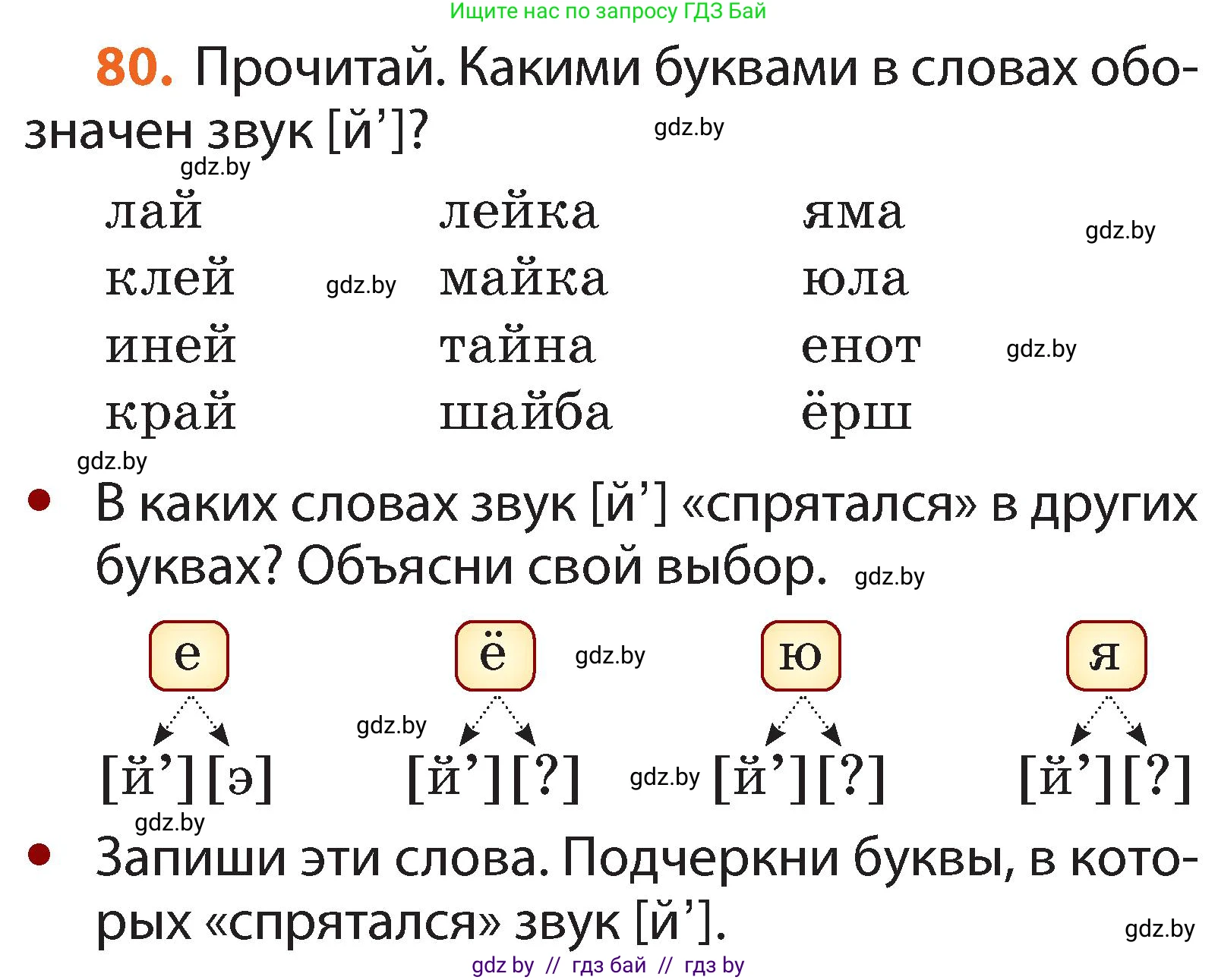 Русский язык, 2 класс Учебник, авторы: Гулецкая Елена Алексеевна, Федорович Галина Михайловна, издательство Национальный институт образования, Минск, 2022, коричневого цвета, Часть 1, страница 54, номер 80, Условие