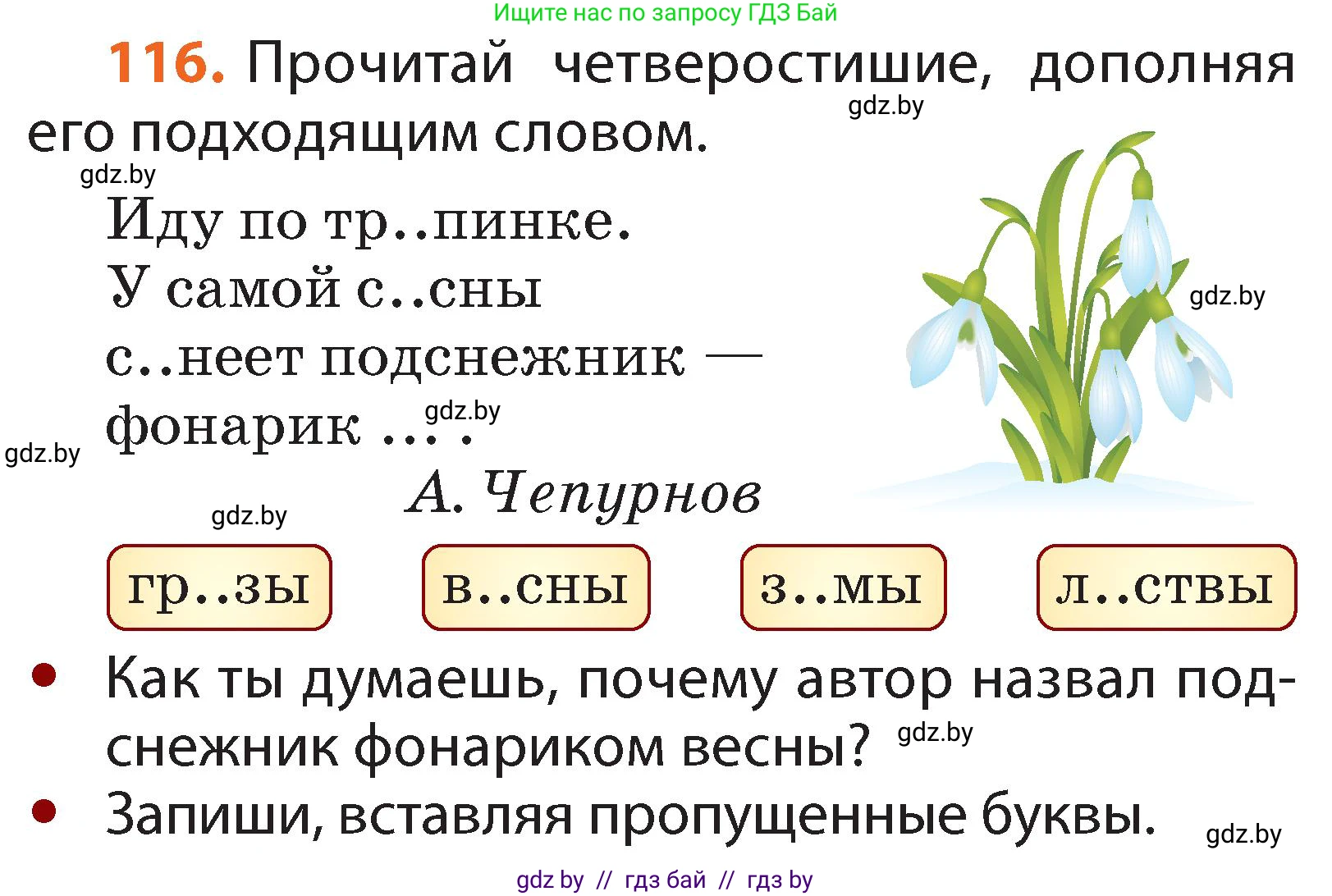 Русский язык, 2 класс Учебник, авторы: Гулецкая Елена Алексеевна, Федорович Галина Михайловна, издательство Национальный институт образования, Минск, 2022, коричневого цвета, Часть 2, страница 85, номер 116, Условие