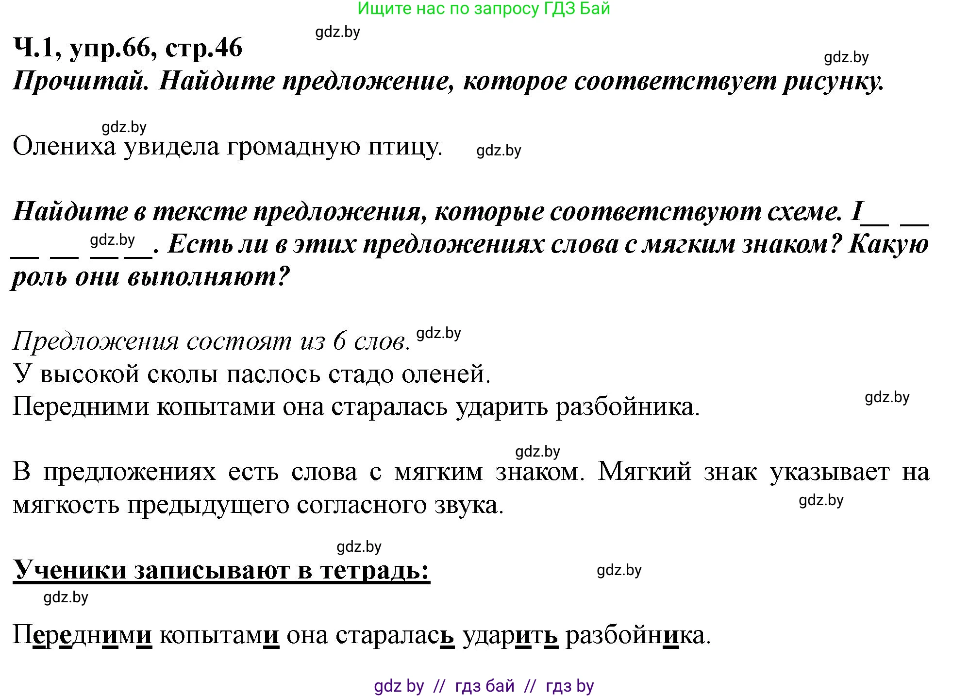 Русский язык, 2 класс Учебник, авторы: Гулецкая Елена Алексеевна, Федорович Галина Михайловна, издательство Национальный институт образования, Минск, 2022, коричневого цвета, Часть 1, страница 46, номер 66, Решение