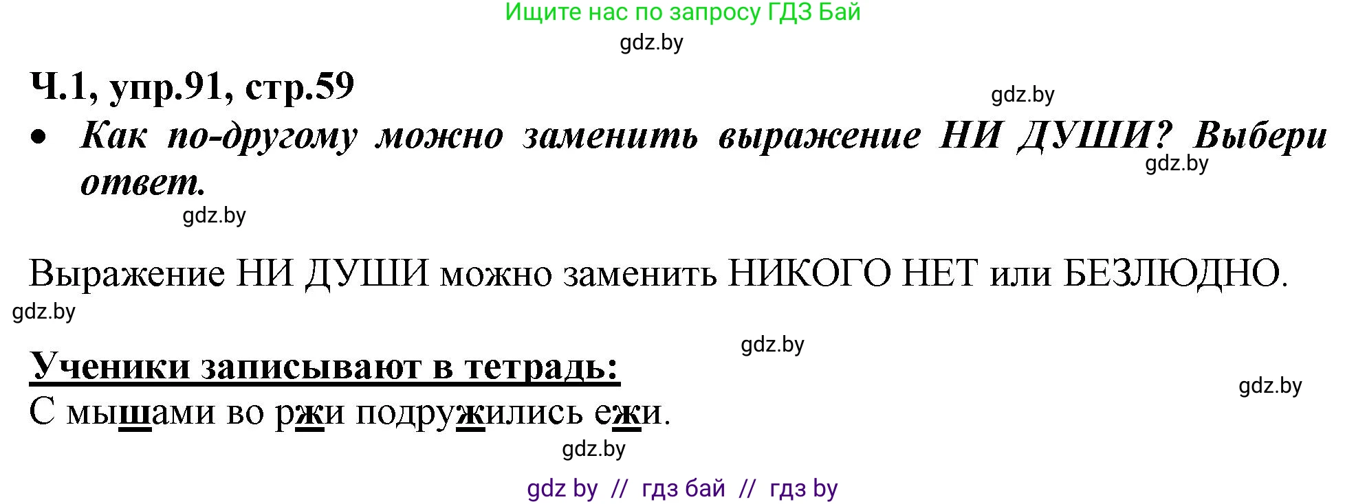 Русский язык, 2 класс Учебник, авторы: Гулецкая Елена Алексеевна, Федорович Галина Михайловна, издательство Национальный институт образования, Минск, 2022, коричневого цвета, Часть 1, страница 59, номер 91, Решение