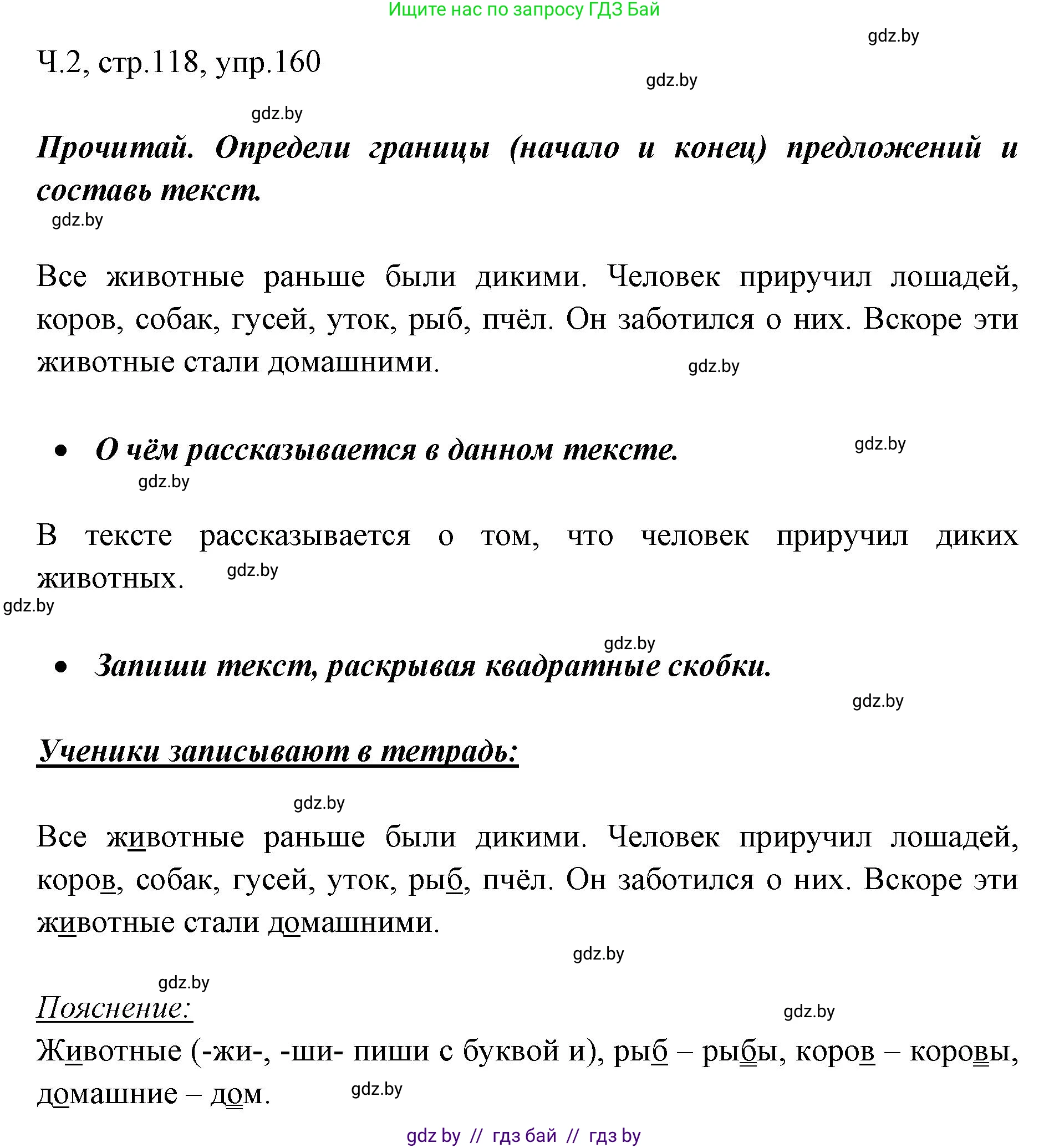 Русский язык, 2 класс Учебник, авторы: Гулецкая Елена Алексеевна, Федорович Галина Михайловна, издательство Национальный институт образования, Минск, 2022, коричневого цвета, Часть 2, страница 118, номер 160, Решение