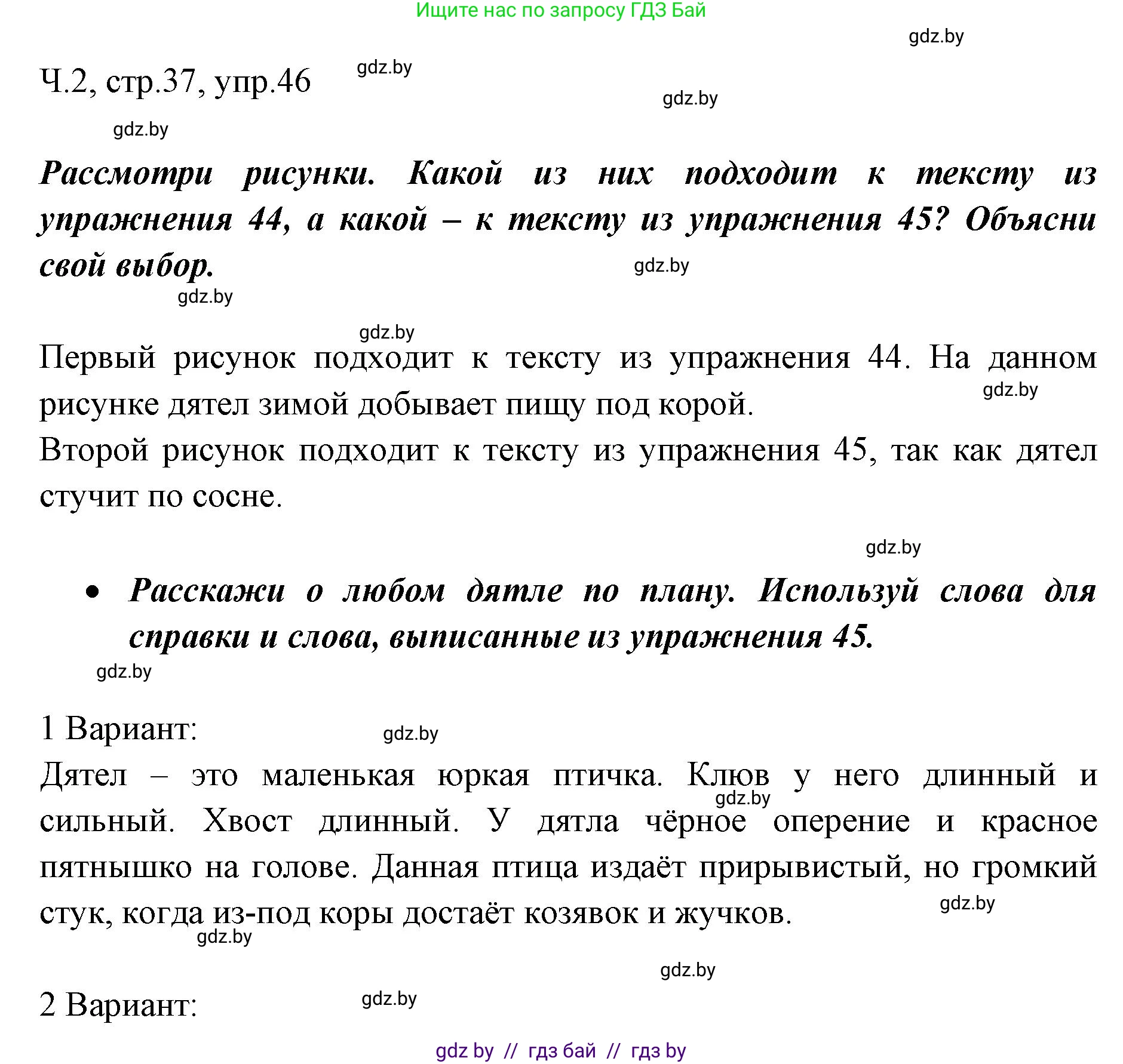 Русский язык, 2 класс Учебник, авторы: Гулецкая Елена Алексеевна, Федорович Галина Михайловна, издательство Национальный институт образования, Минск, 2022, коричневого цвета, Часть 2, страница 37, номер 46, Решение