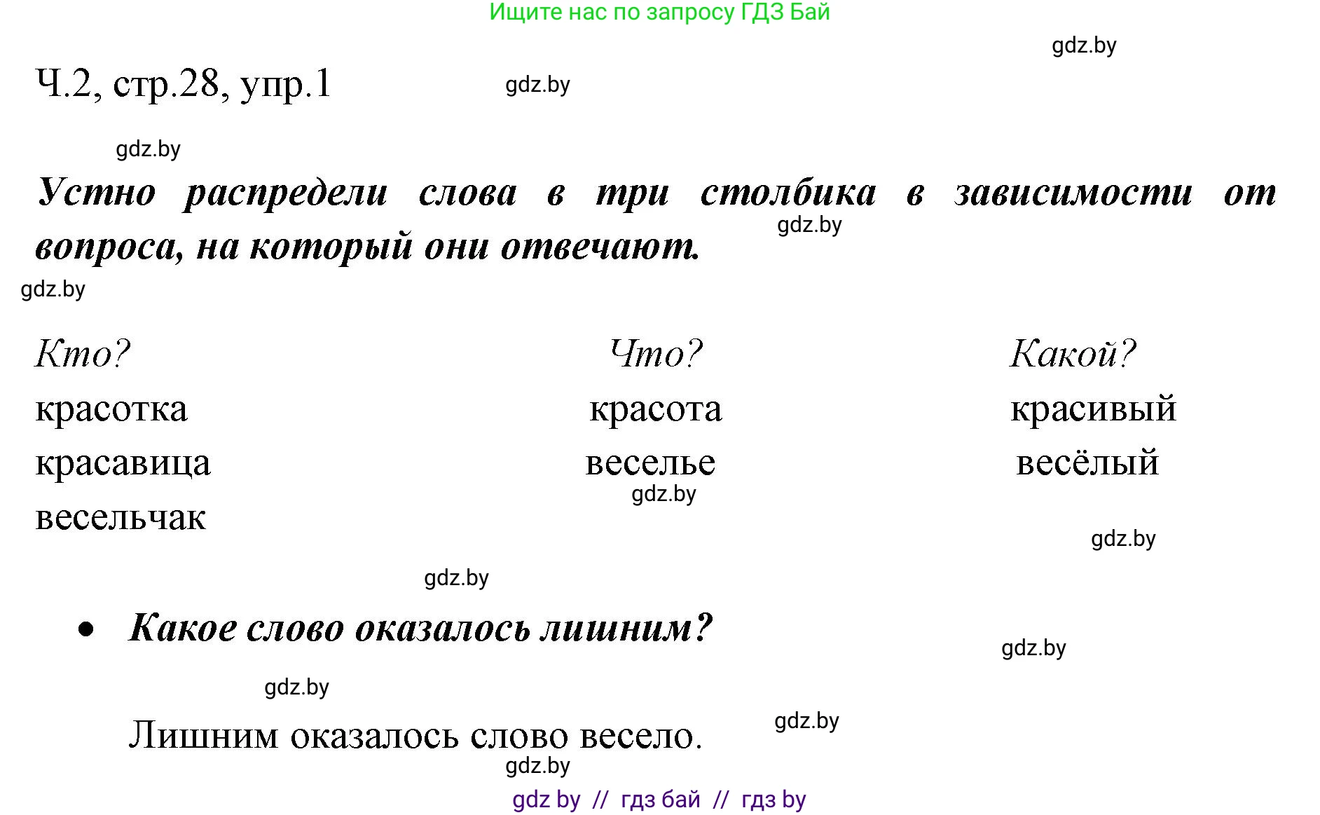 Русский язык, 2 класс Учебник, авторы: Гулецкая Елена Алексеевна, Федорович Галина Михайловна, издательство Национальный институт образования, Минск, 2022, коричневого цвета, Часть 2, страница 28, номер 1, Решение