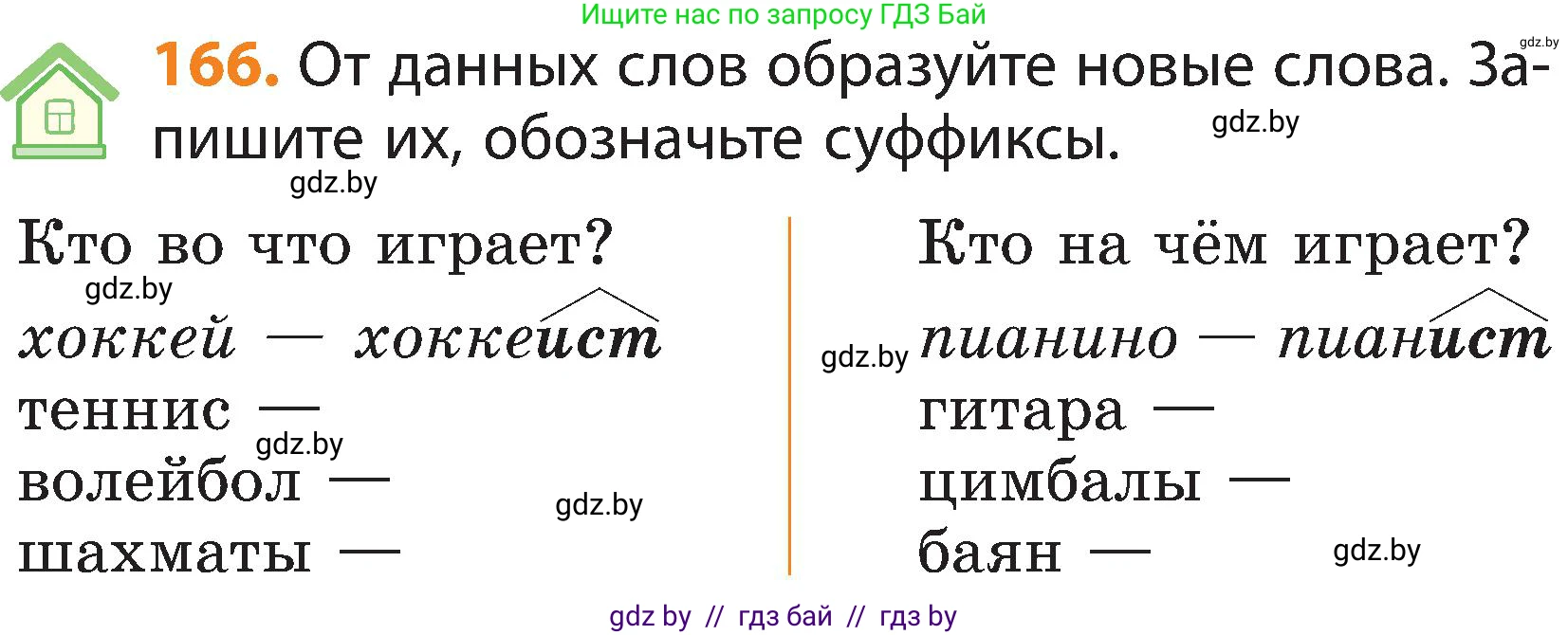 Русский язык, 3 класс Учебник, авторы: Антипова Маргарита Борисовна, Верниковская Алла Викторовна, Грабчикова Елена Самарьевна, издательство Национальный институт образования, Минск, 2023, Часть 1, страница 107, номер 166, Условие