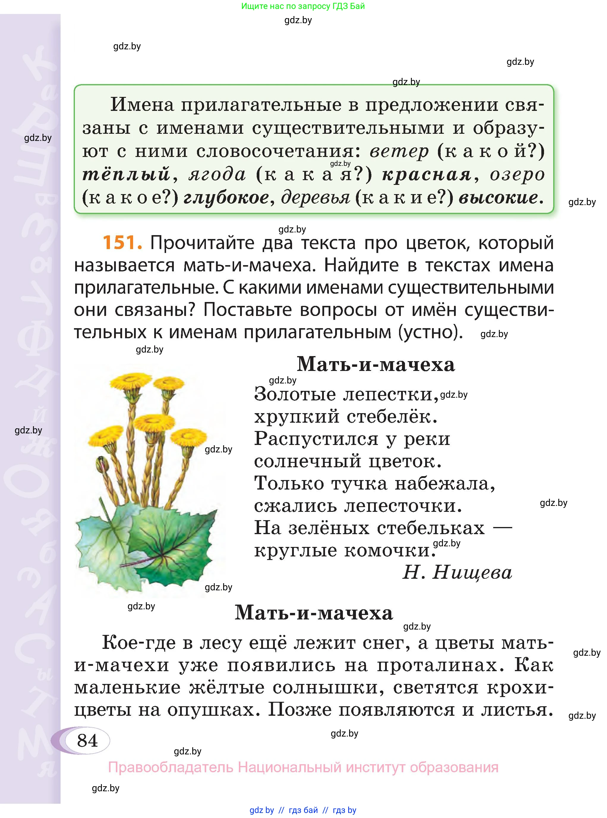 Русский язык, 3 класс Учебник, авторы: Антипова Маргарита Борисовна, Верниковская Алла Викторовна, Грабчикова Елена Самарьевна, издательство Национальный институт образования, Минск, 2023, Часть 2, страница 48, номер 84, Условие