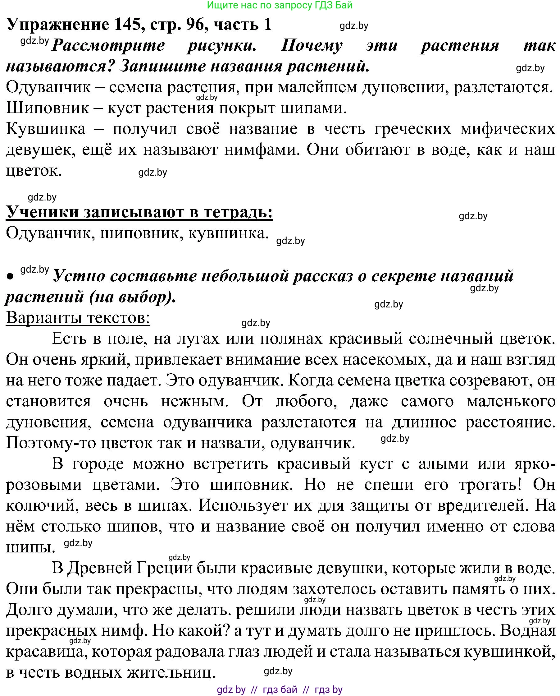 Русский язык, 3 класс Учебник, авторы: Антипова Маргарита Борисовна, Верниковская Алла Викторовна, Грабчикова Елена Самарьевна, издательство Национальный институт образования, Минск, 2023, Часть 1, страница 96, номер 145, Решение