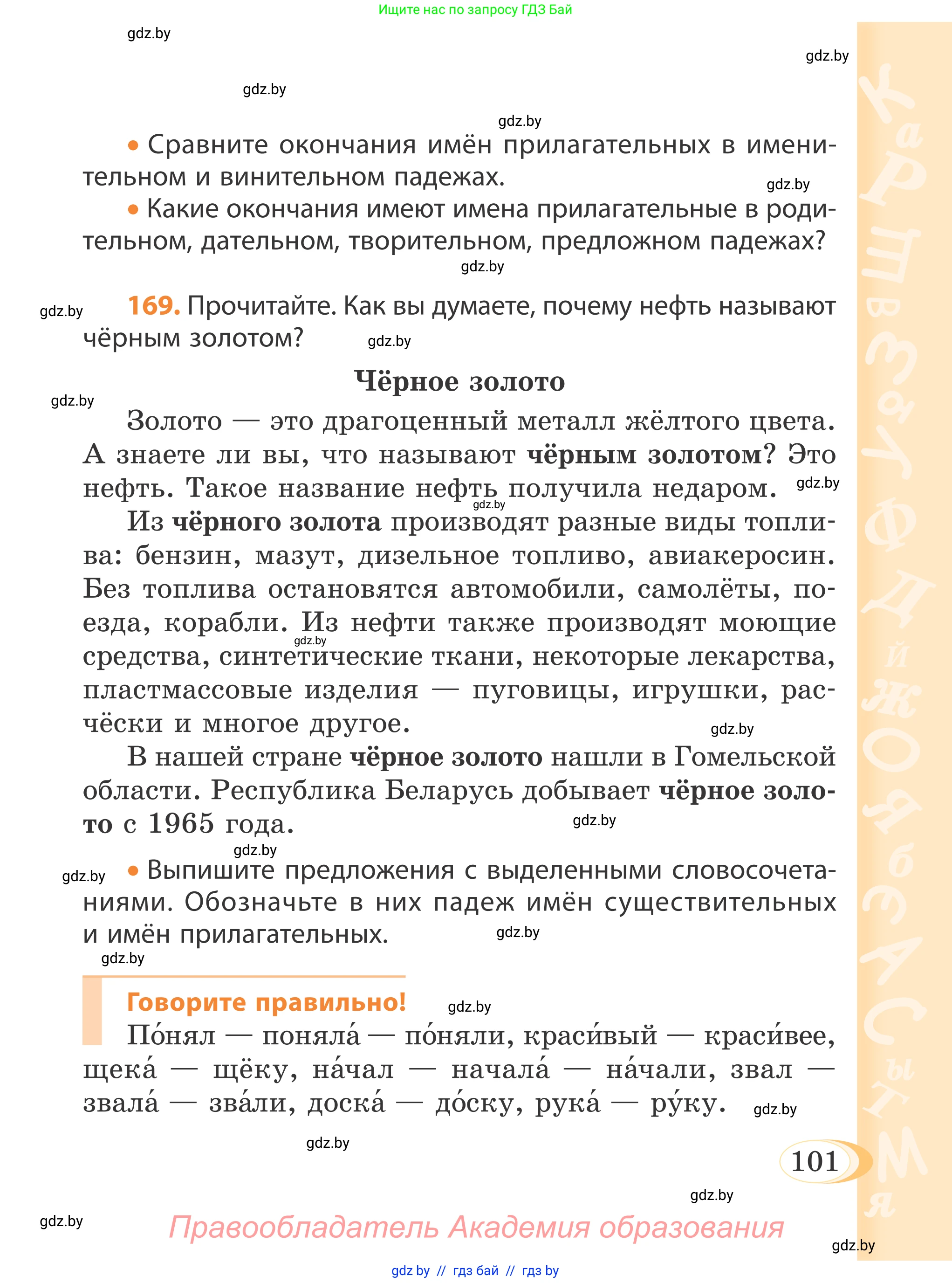 Русский язык, 4 класс Учебник, авторы: Антипова Маргарита Борисовна, Верниковская Алла Викторовна, Грабчикова Елена Самарьевна, издательство Академия образования, Минск, 2024, оранжевого цвета, Часть 1, страница 58, номер 101, Условие