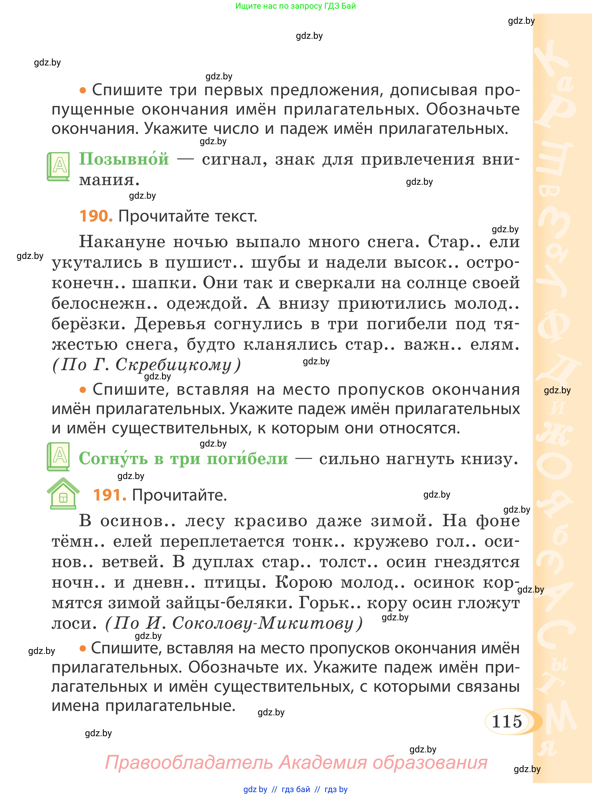 Русский язык, 4 класс Учебник, авторы: Антипова Маргарита Борисовна, Верниковская Алла Викторовна, Грабчикова Елена Самарьевна, издательство Академия образования, Минск, 2024, оранжевого цвета, Часть 1, страница 65, номер 115, Условие