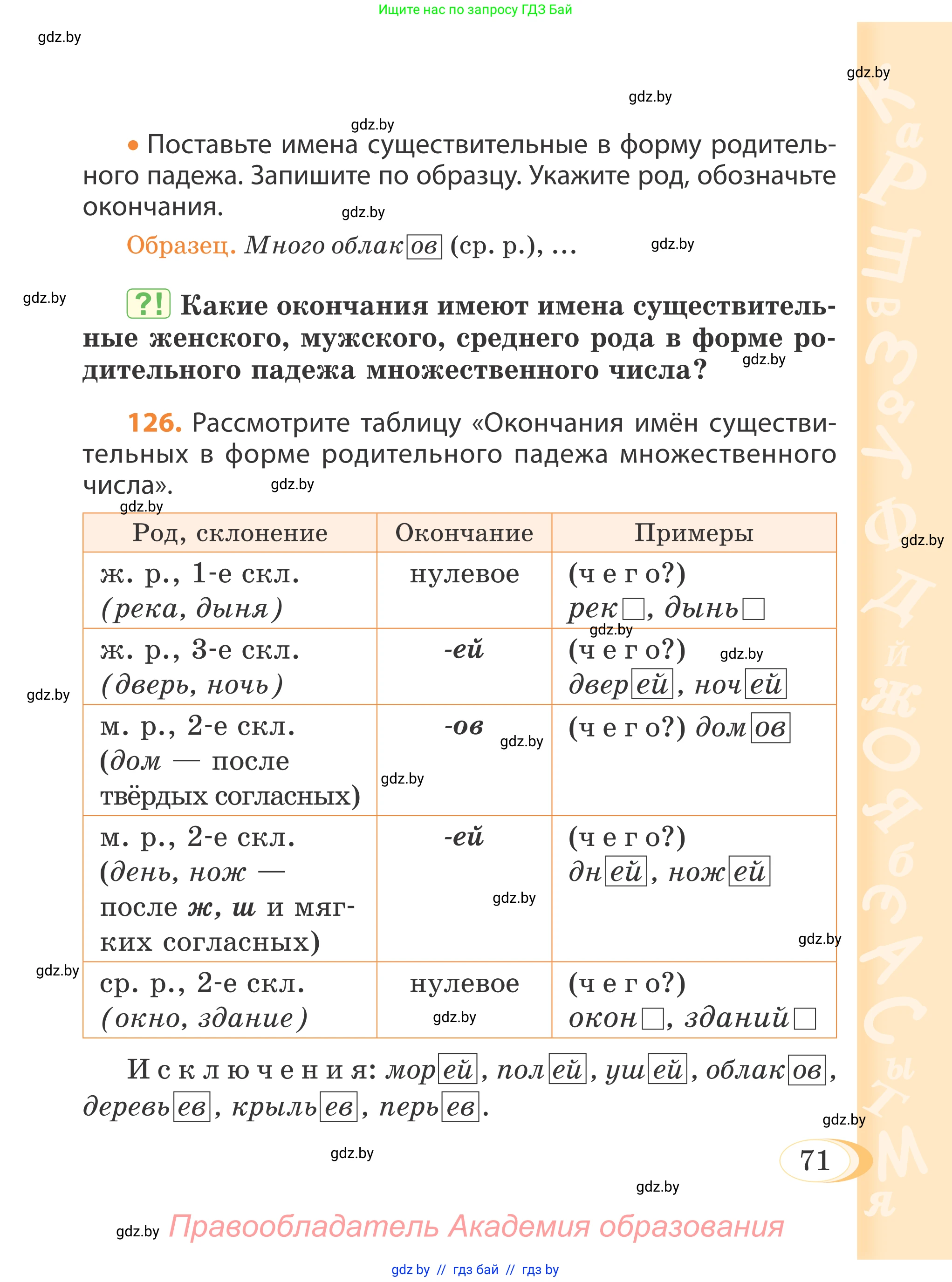Русский язык, 4 класс Учебник, авторы: Антипова Маргарита Борисовна, Верниковская Алла Викторовна, Грабчикова Елена Самарьевна, издательство Академия образования, Минск, 2024, оранжевого цвета, Часть 1, страница 42, номер 71, Условие