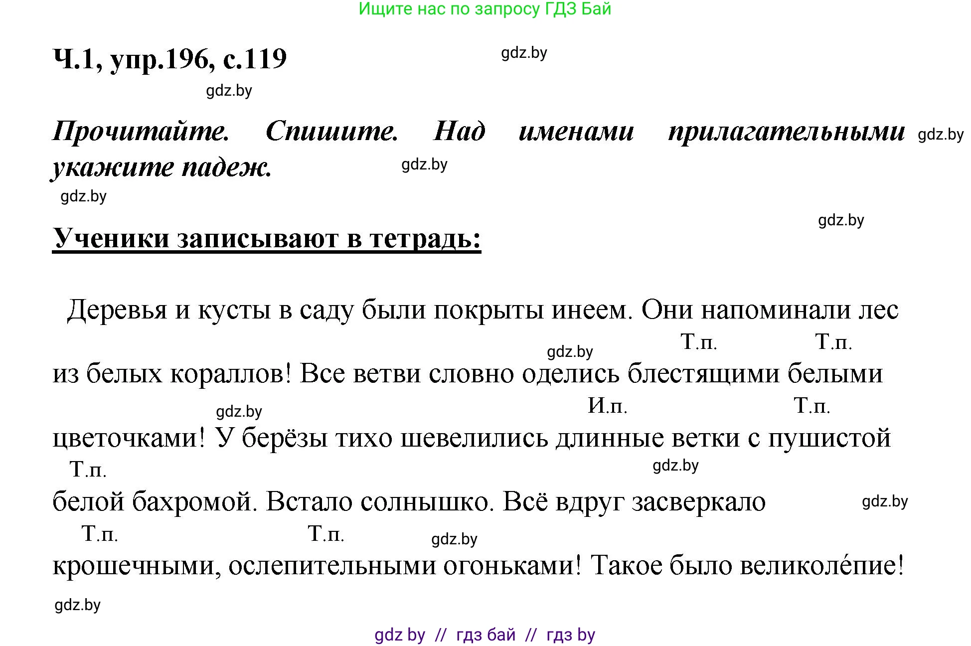 Русский язык, 4 класс Учебник, авторы: Антипова Маргарита Борисовна, Верниковская Алла Викторовна, Грабчикова Елена Самарьевна, издательство Академия образования, Минск, 2024, оранжевого цвета, Часть 1, страница 119, номер 196, Решение