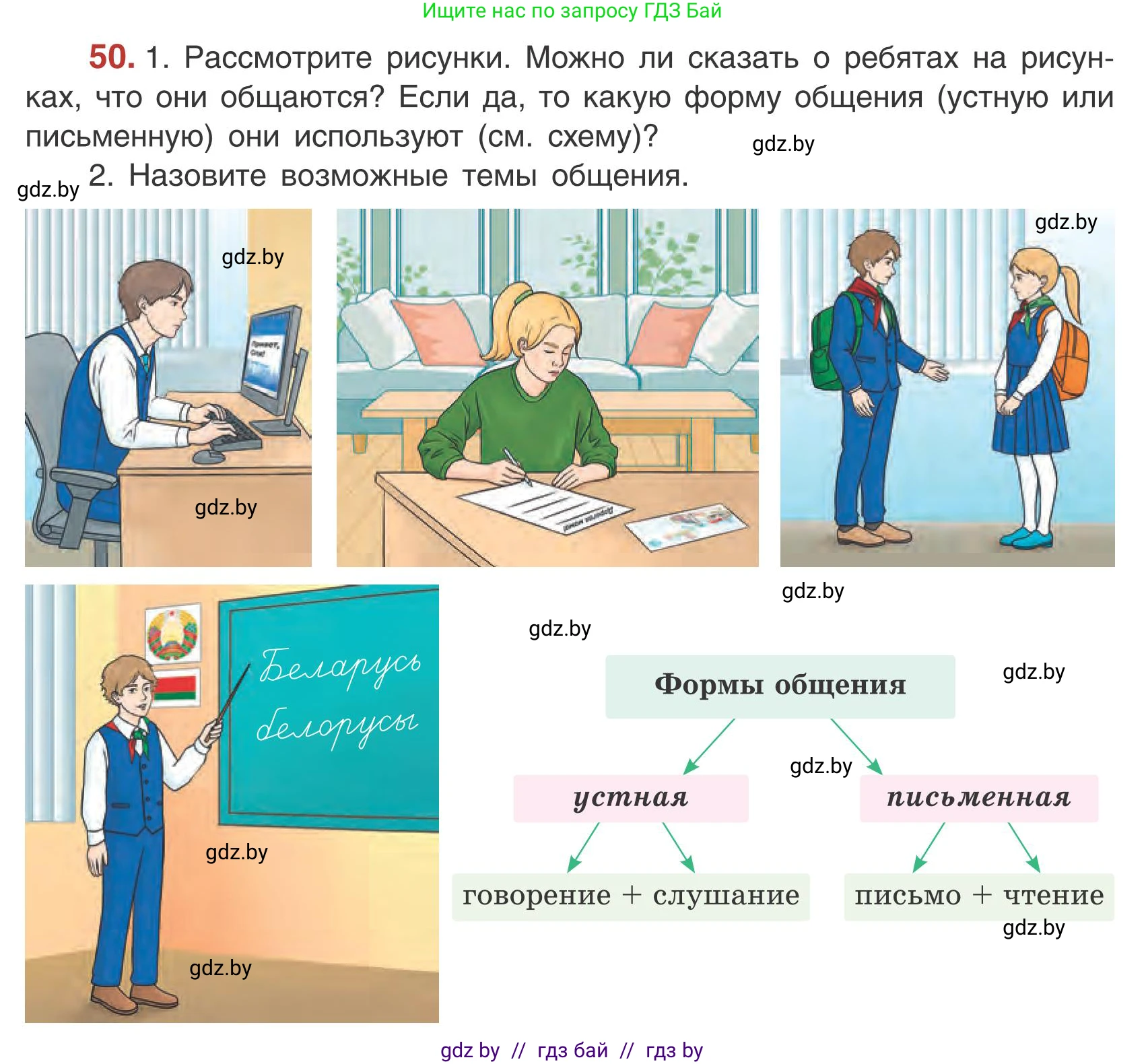 Русский язык, 5 класс Учебник, авторы: Мурина Лариса Александровна, Игнатович Татьяна Владимировна, Жадейко Жанна Фёдоровна, издательство Академия образования, Минск, 2025, голубого цвета, Часть 1, страница 35, номер 50, Условие