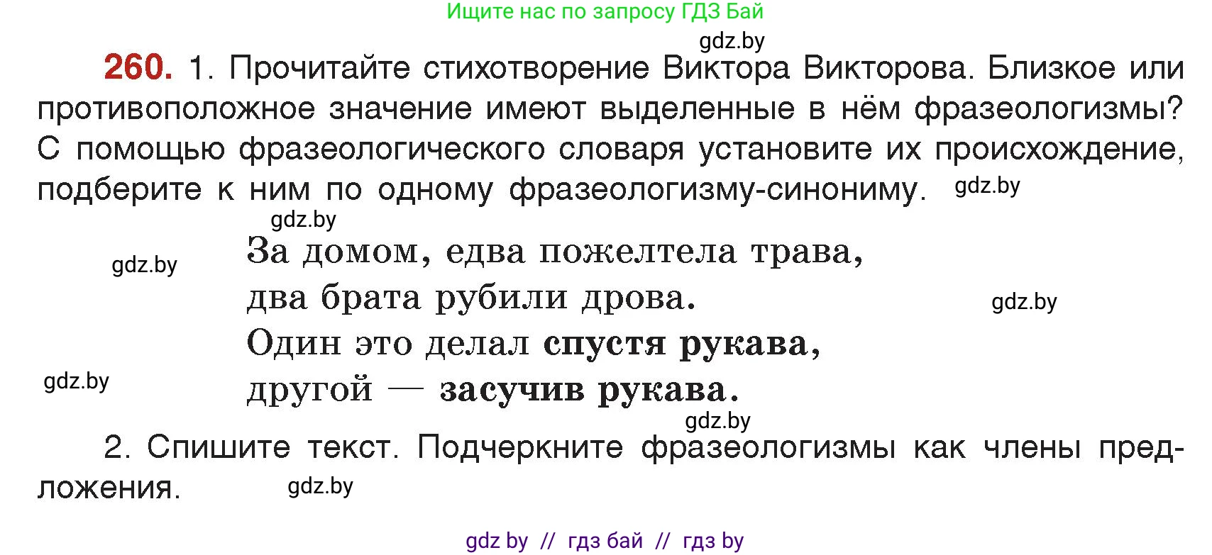 Русский язык, 5 класс Учебник, авторы: Мурина Лариса Александровна, Игнатович Татьяна Владимировна, Жадейко Жанна Фёдоровна, издательство Академия образования, Минск, 2025, голубого цвета, Часть 2, страница 128, номер 260, Условие