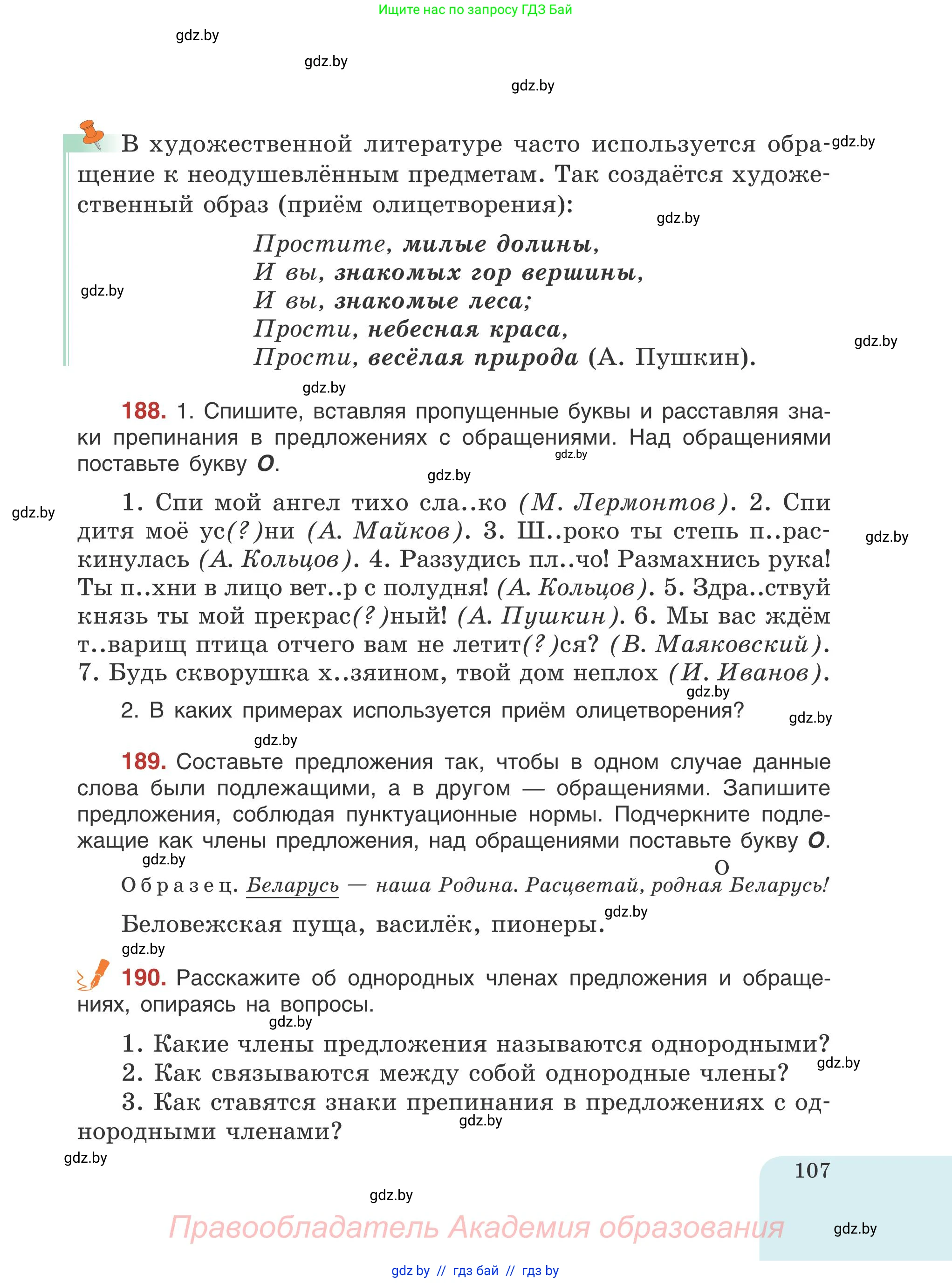 Русский язык, 5 класс Учебник, авторы: Мурина Лариса Александровна, Игнатович Татьяна Владимировна, Жадейко Жанна Фёдоровна, издательство Академия образования, Минск, 2025, голубого цвета, Часть 1, страница 107