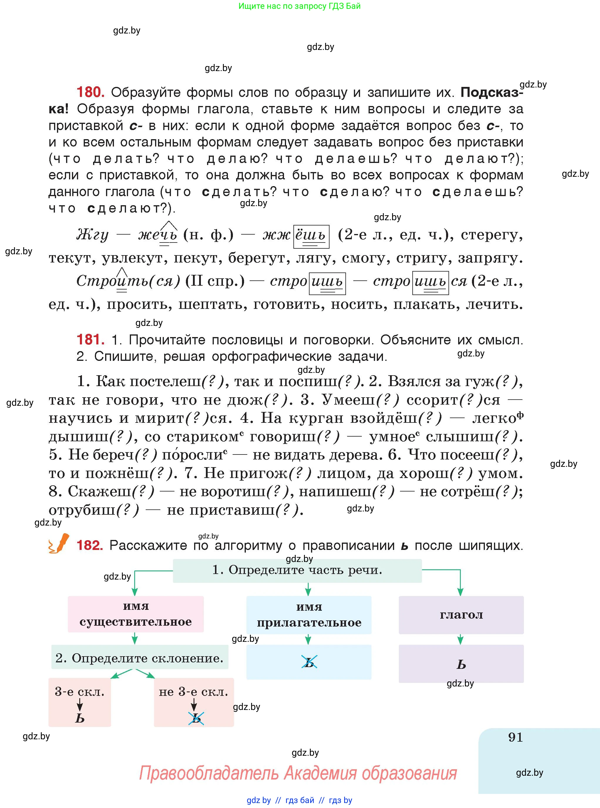 Русский язык, 5 класс Учебник, авторы: Мурина Лариса Александровна, Игнатович Татьяна Владимировна, Жадейко Жанна Фёдоровна, издательство Академия образования, Минск, 2025, голубого цвета, страница 91