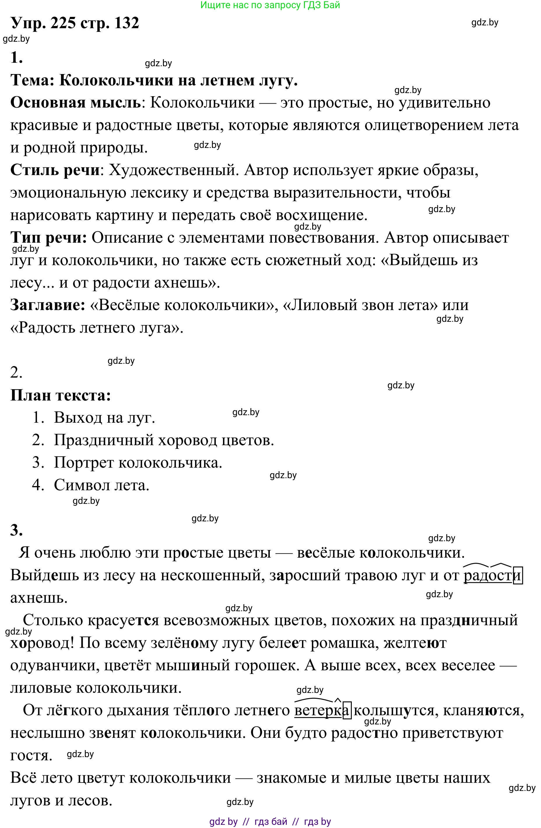 Русский язык, 5 класс Учебник, авторы: Мурина Лариса Александровна, Игнатович Татьяна Владимировна, Жадейко Жанна Фёдоровна, издательство Академия образования, Минск, 2025, голубого цвета, Часть 1, страница 132, номер 225, Решение