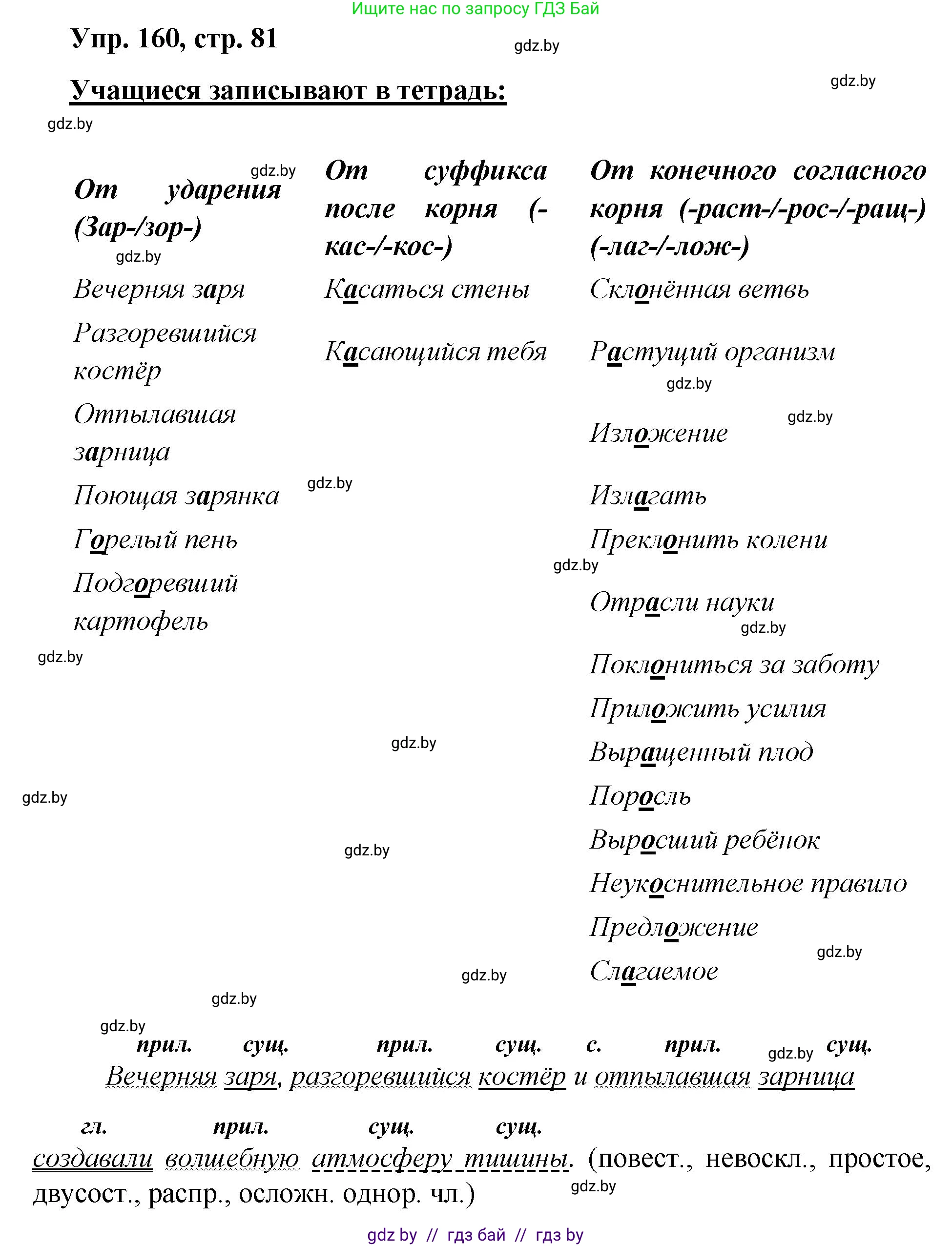 Русский язык, 5 класс Учебник, авторы: Мурина Лариса Александровна, Игнатович Татьяна Владимировна, Жадейко Жанна Фёдоровна, издательство Академия образования, Минск, 2025, голубого цвета, Часть 2, страница 81, номер 160, Решение