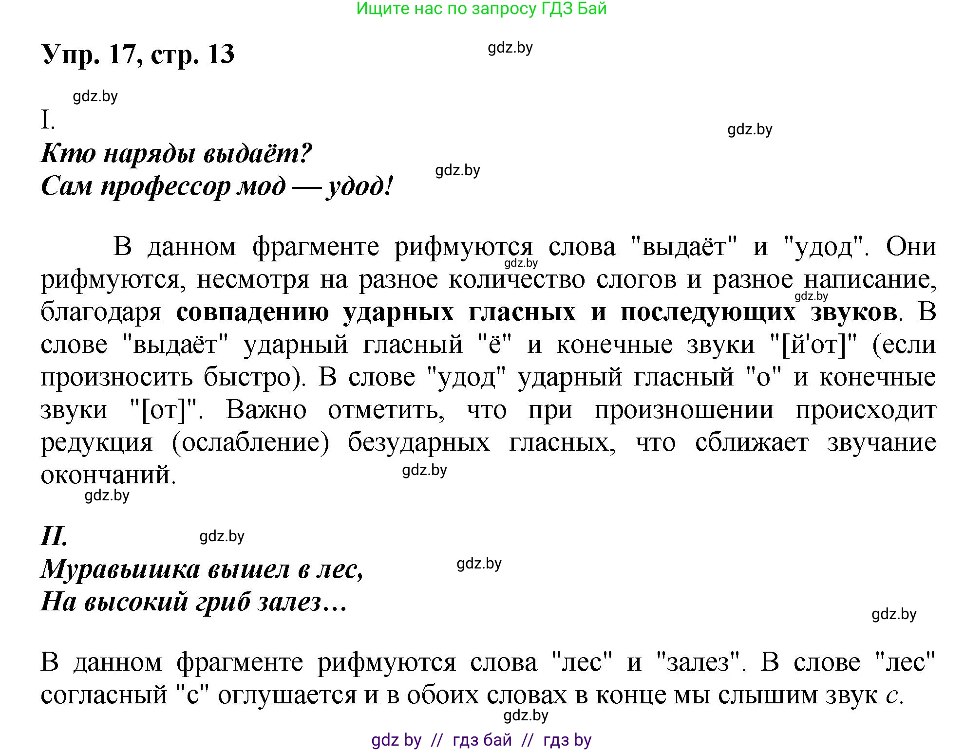 Русский язык, 5 класс Учебник, авторы: Мурина Лариса Александровна, Игнатович Татьяна Владимировна, Жадейко Жанна Фёдоровна, издательство Академия образования, Минск, 2025, голубого цвета, Часть 2, страница 13, номер 17, Решение
