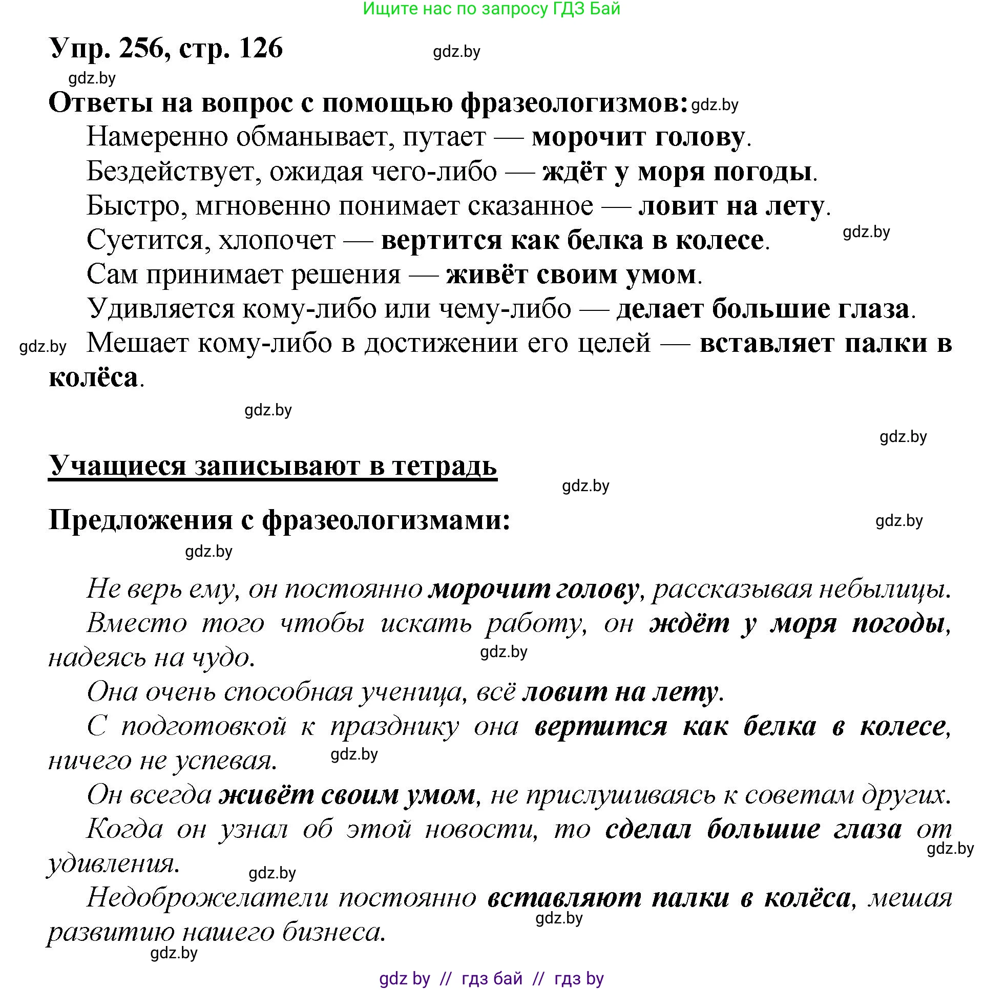 Русский язык, 5 класс Учебник, авторы: Мурина Лариса Александровна, Игнатович Татьяна Владимировна, Жадейко Жанна Фёдоровна, издательство Академия образования, Минск, 2025, голубого цвета, Часть 2, страница 126, номер 256, Решение