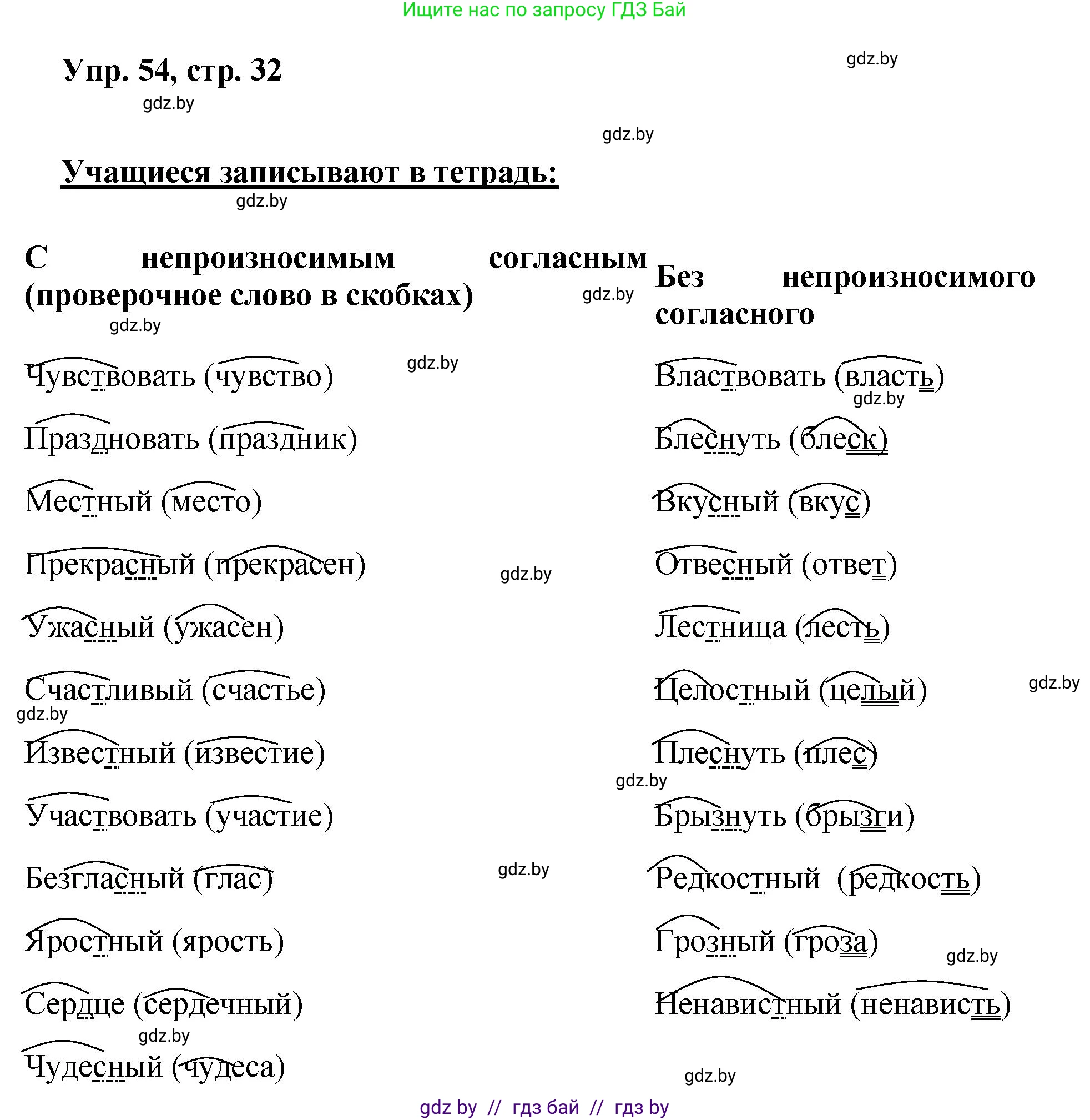 Русский язык, 5 класс Учебник, авторы: Мурина Лариса Александровна, Игнатович Татьяна Владимировна, Жадейко Жанна Фёдоровна, издательство Академия образования, Минск, 2025, голубого цвета, Часть 2, страница 32, номер 54, Решение