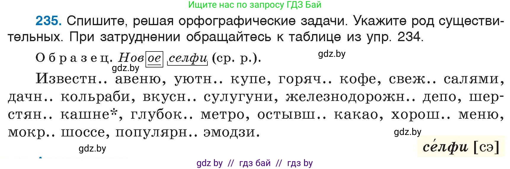 Русский язык, 6 класс Учебник, авторы: Мурина Лариса Александровна, Игнатович Татьяна Владимировна, Жадейко Жанна Фёдоровна, издательство Национальный институт образования, Минск, 2020, страница 113, номер 235, Условие