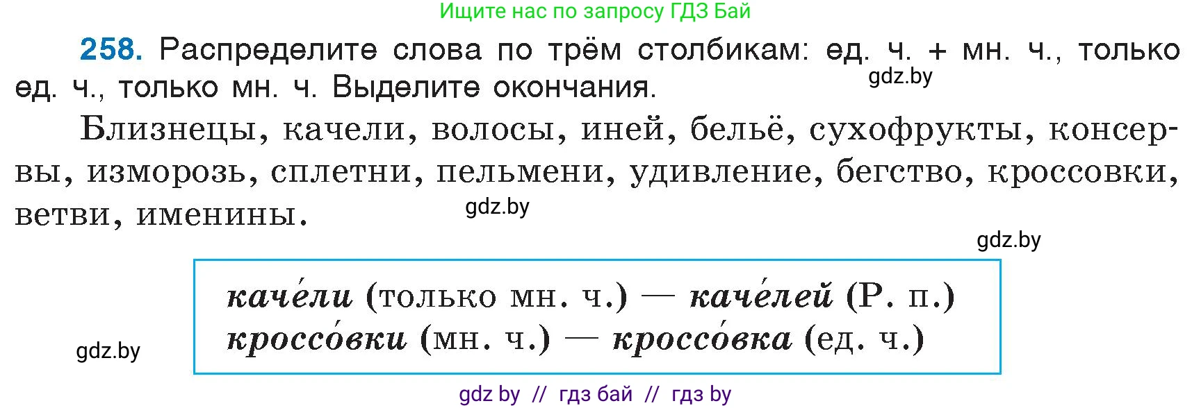 Русский язык, 6 класс Учебник, авторы: Мурина Лариса Александровна, Игнатович Татьяна Владимировна, Жадейко Жанна Фёдоровна, издательство Национальный институт образования, Минск, 2020, страница 122, номер 258, Условие