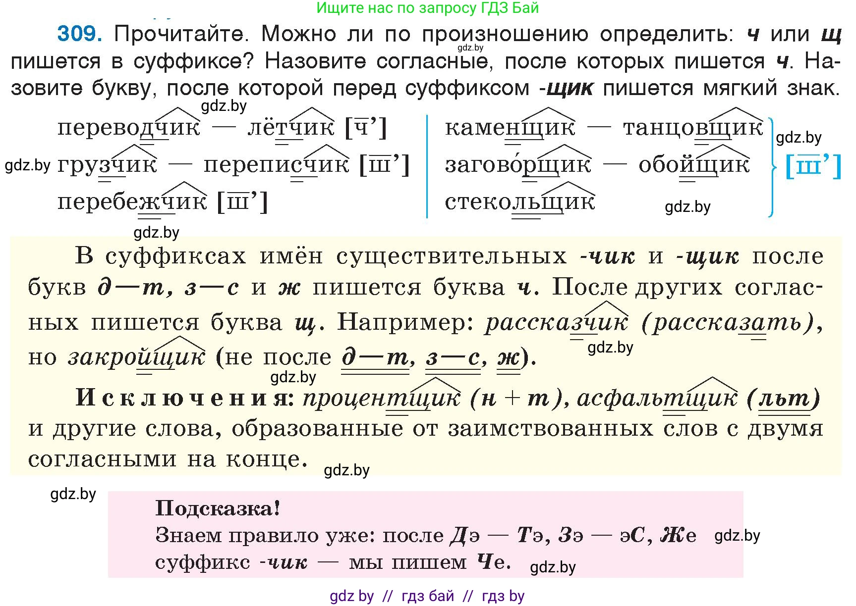Русский язык, 6 класс Учебник, авторы: Мурина Лариса Александровна, Игнатович Татьяна Владимировна, Жадейко Жанна Фёдоровна, издательство Национальный институт образования, Минск, 2020, страница 146, номер 309, Условие