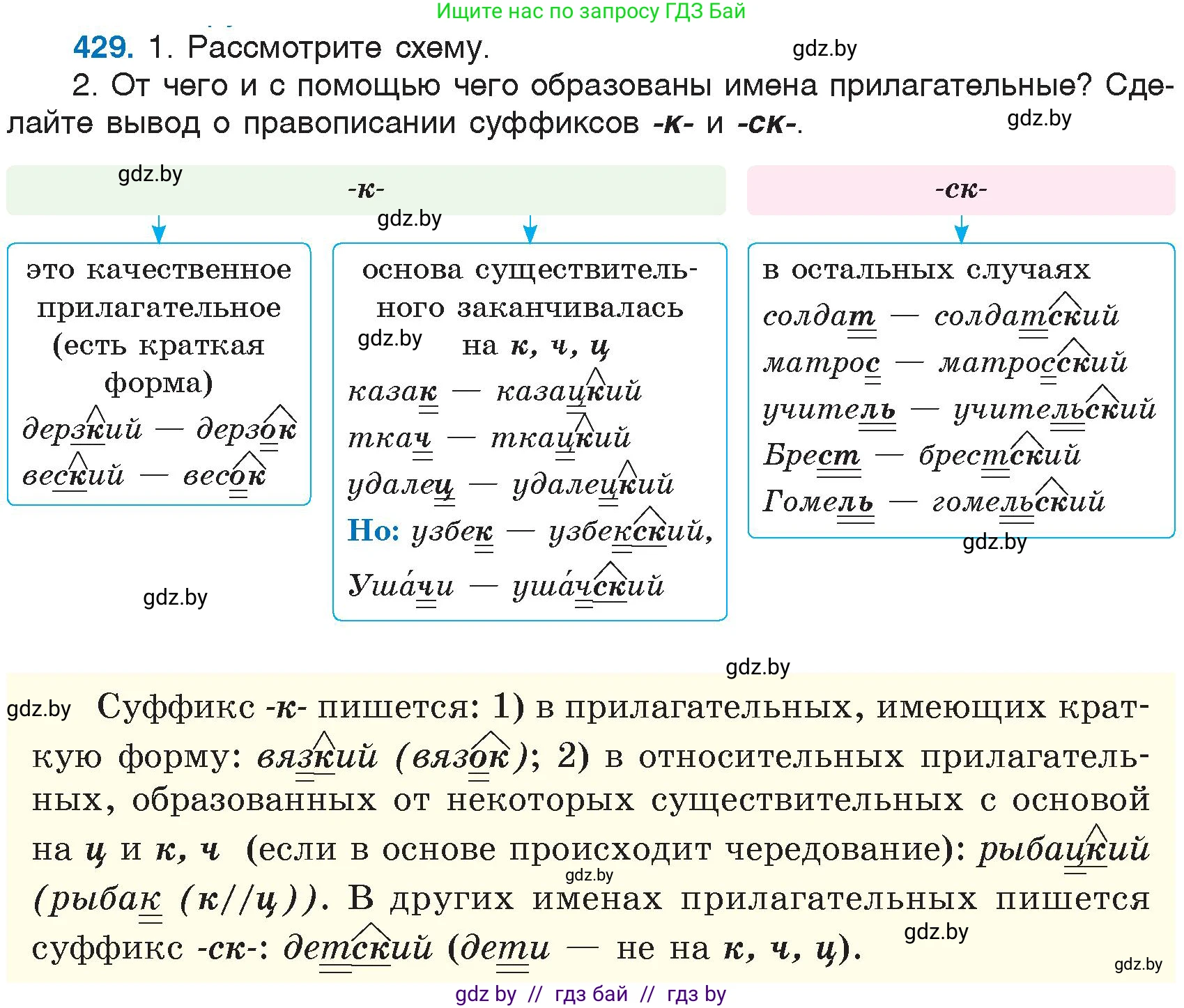 Русский язык, 6 класс Учебник, авторы: Мурина Лариса Александровна, Игнатович Татьяна Владимировна, Жадейко Жанна Фёдоровна, издательство Национальный институт образования, Минск, 2020, страница 191, номер 429, Условие