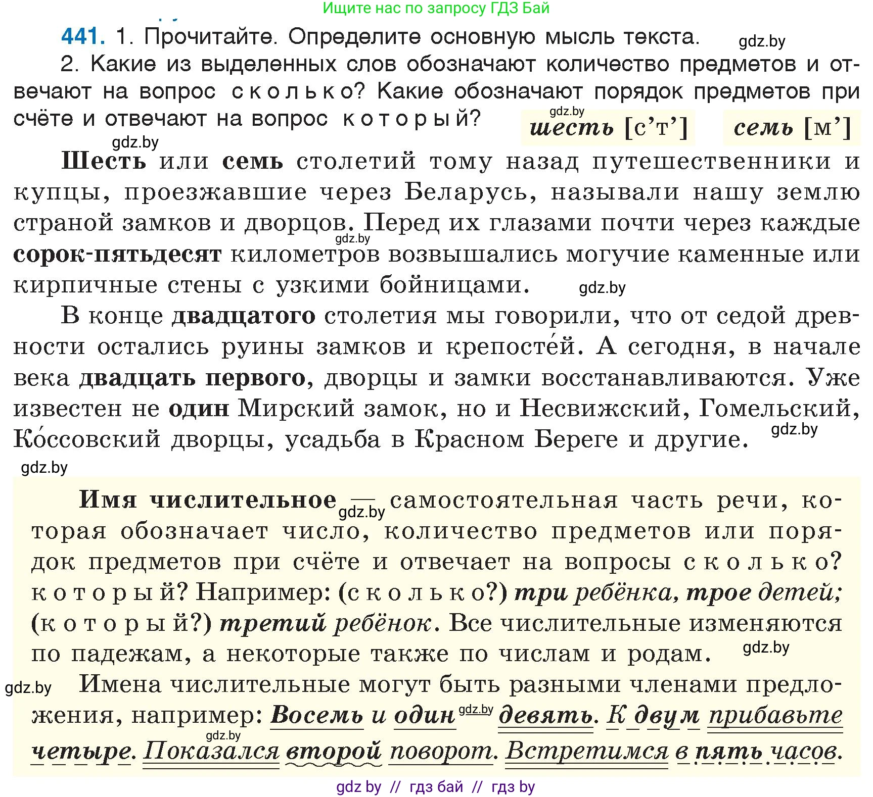Русский язык, 6 класс Учебник, авторы: Мурина Лариса Александровна, Игнатович Татьяна Владимировна, Жадейко Жанна Фёдоровна, издательство Национальный институт образования, Минск, 2020, страница 197, номер 441, Условие