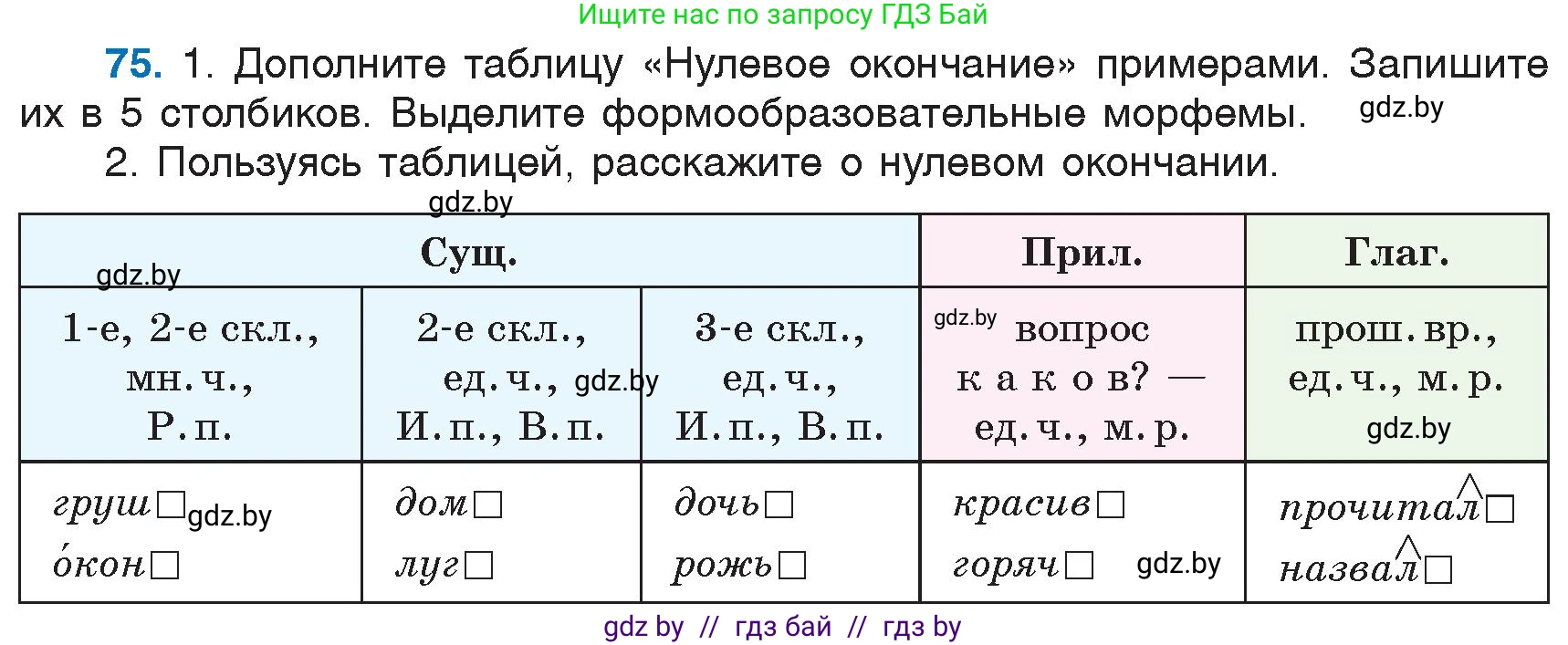 Русский язык, 6 класс Учебник, авторы: Мурина Лариса Александровна, Игнатович Татьяна Владимировна, Жадейко Жанна Фёдоровна, издательство Национальный институт образования, Минск, 2020, страница 42, номер 75, Условие