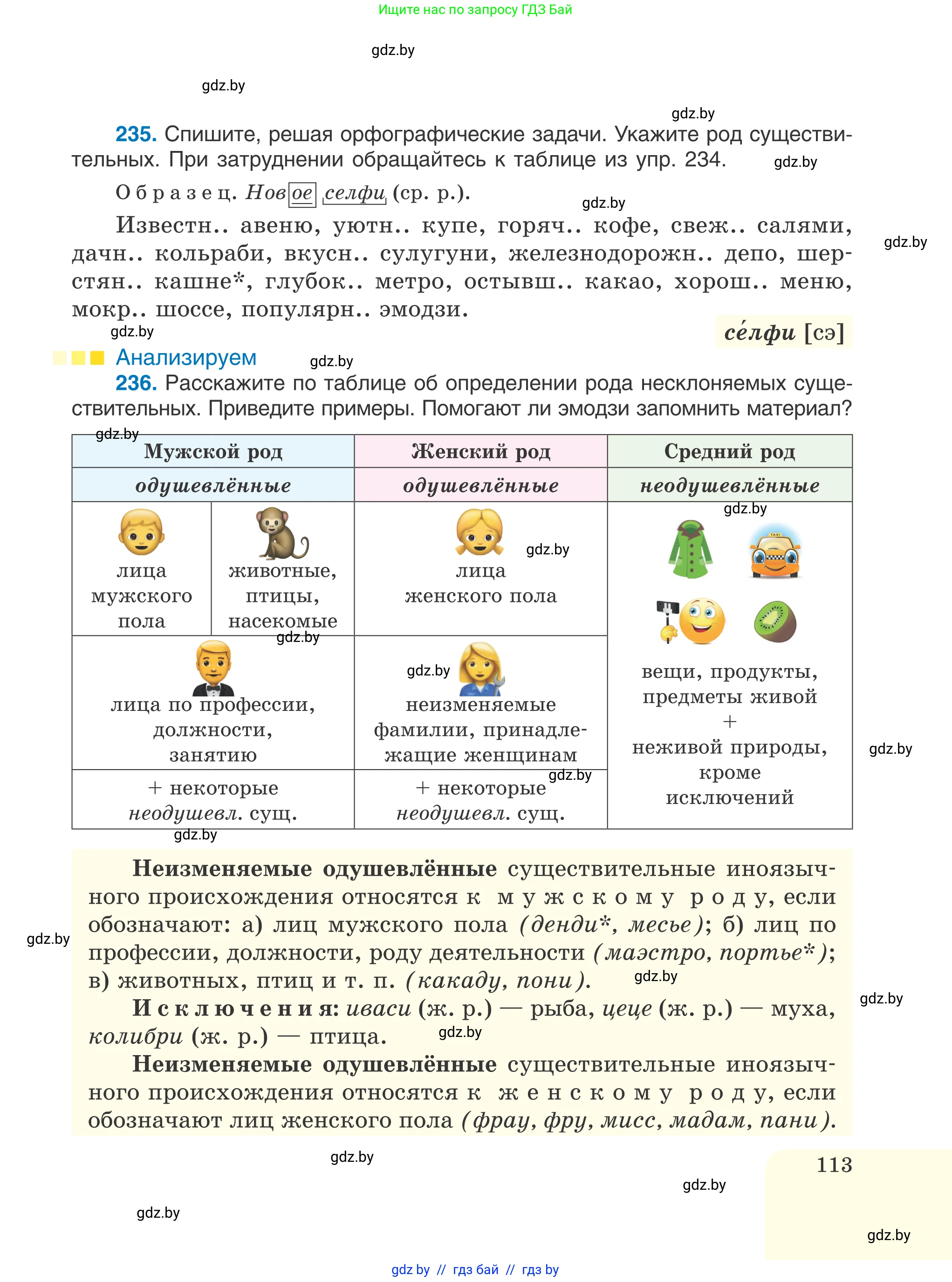 Русский язык, 6 класс Учебник, авторы: Мурина Лариса Александровна, Игнатович Татьяна Владимировна, Жадейко Жанна Фёдоровна, издательство Национальный институт образования, Минск, 2020, страница 113