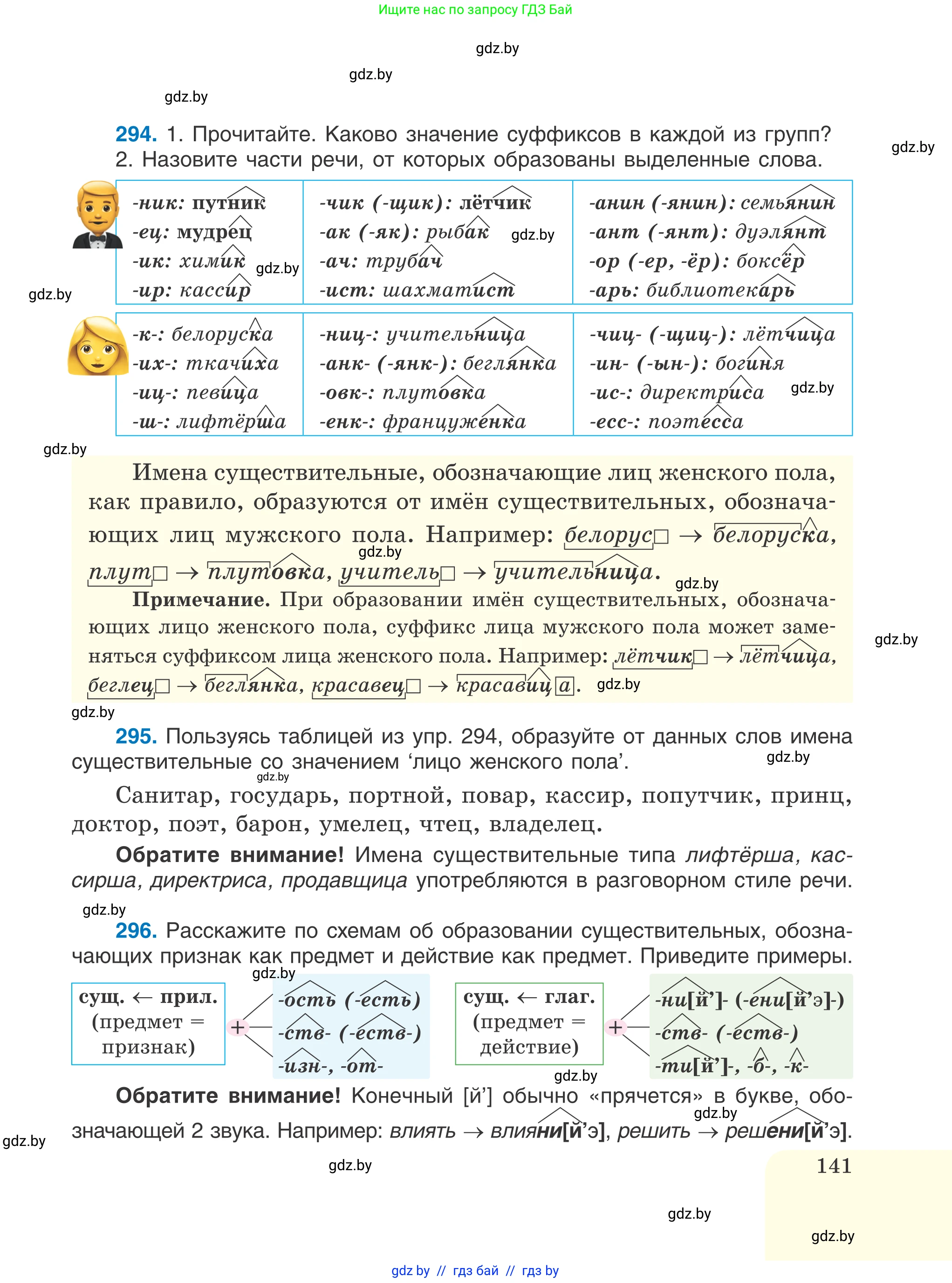 Русский язык, 6 класс Учебник, авторы: Мурина Лариса Александровна, Игнатович Татьяна Владимировна, Жадейко Жанна Фёдоровна, издательство Национальный институт образования, Минск, 2020, страница 141