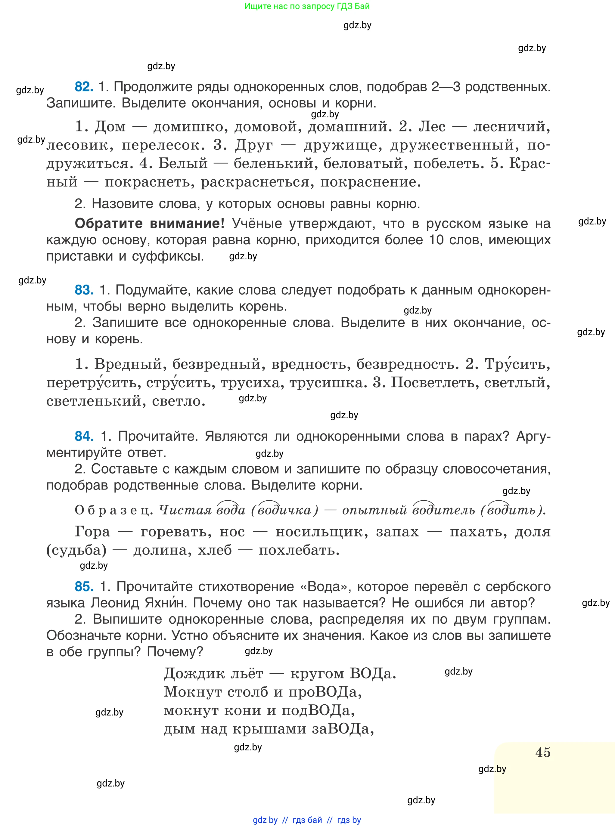 Русский язык, 6 класс Учебник, авторы: Мурина Лариса Александровна, Игнатович Татьяна Владимировна, Жадейко Жанна Фёдоровна, издательство Национальный институт образования, Минск, 2020, страница 45