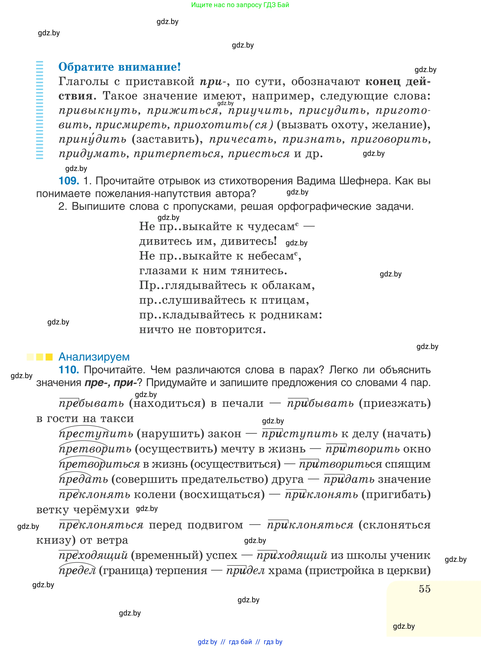 Русский язык, 6 класс Учебник, авторы: Мурина Лариса Александровна, Игнатович Татьяна Владимировна, Жадейко Жанна Фёдоровна, издательство Национальный институт образования, Минск, 2020, страница 55