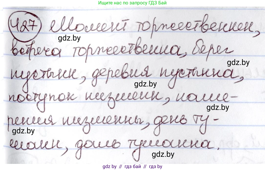 Русский язык, 6 класс Учебник, авторы: Мурина Лариса Александровна, Игнатович Татьяна Владимировна, Жадейко Жанна Фёдоровна, издательство Национальный институт образования, Минск, 2020, страница 190, номер 427, Решение 2