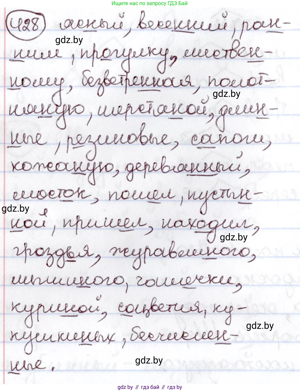 Русский язык, 6 класс Учебник, авторы: Мурина Лариса Александровна, Игнатович Татьяна Владимировна, Жадейко Жанна Фёдоровна, издательство Национальный институт образования, Минск, 2020, страница 190, номер 428, Решение 2