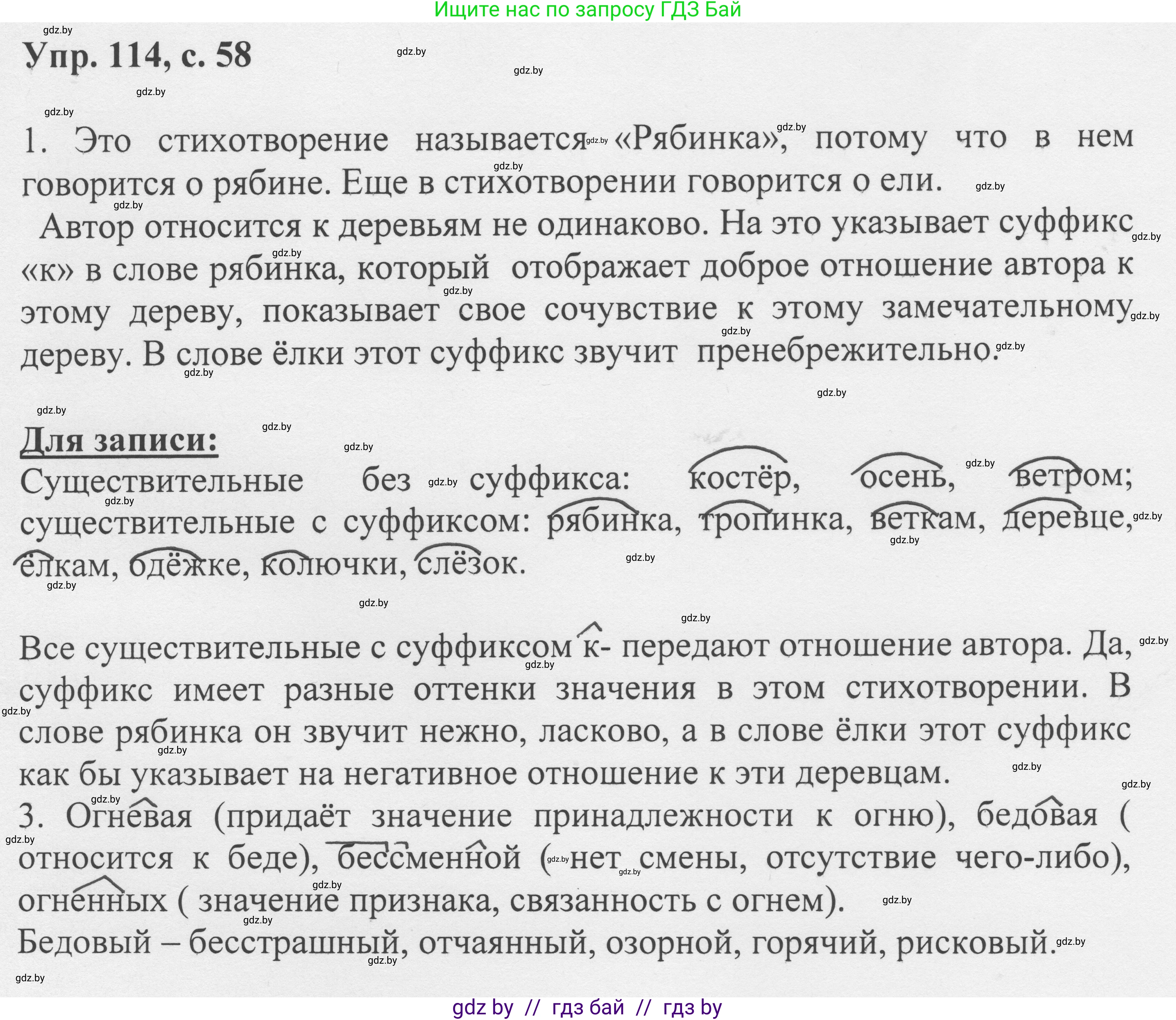 Русский язык, 6 класс Учебник, авторы: Мурина Лариса Александровна, Игнатович Татьяна Владимировна, Жадейко Жанна Фёдоровна, издательство Национальный институт образования, Минск, 2020, страница 58, номер 114, Решение 1