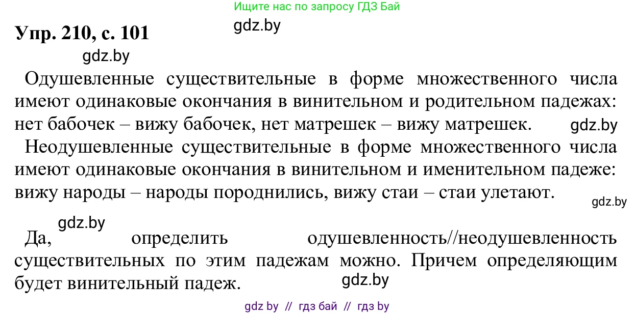 Русский язык, 6 класс Учебник, авторы: Мурина Лариса Александровна, Игнатович Татьяна Владимировна, Жадейко Жанна Фёдоровна, издательство Национальный институт образования, Минск, 2020, страница 101, номер 210, Решение 1