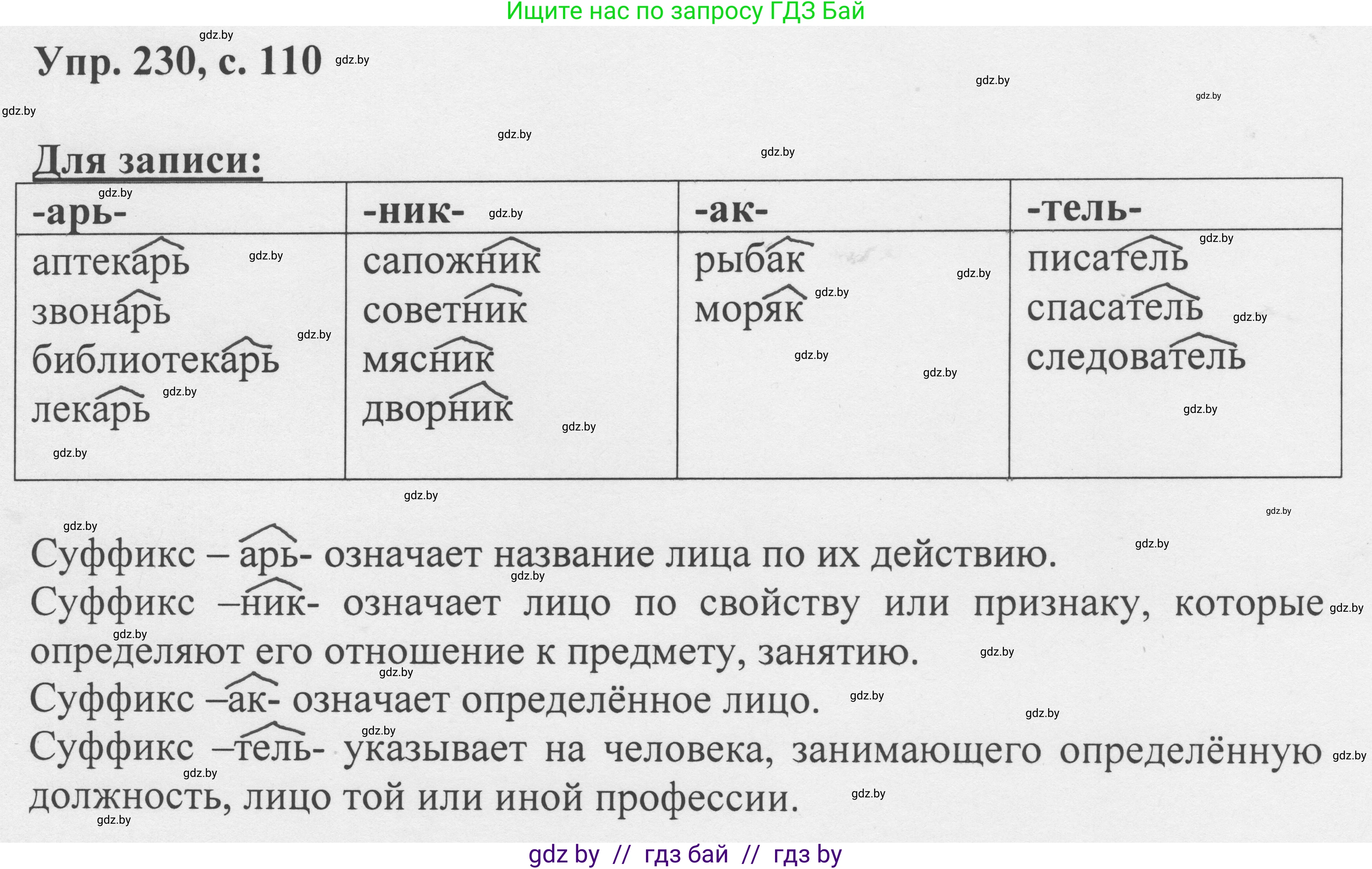Русский язык, 6 класс Учебник, авторы: Мурина Лариса Александровна, Игнатович Татьяна Владимировна, Жадейко Жанна Фёдоровна, издательство Национальный институт образования, Минск, 2020, страница 110, номер 230, Решение 1